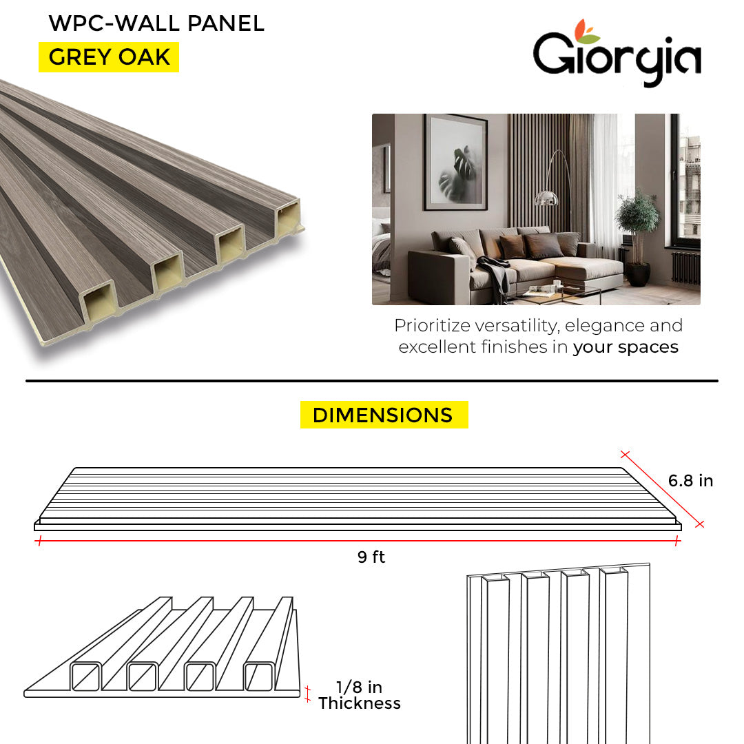 PVC WALL PANEL 6.8 X 9 FT  - GRAY OAK