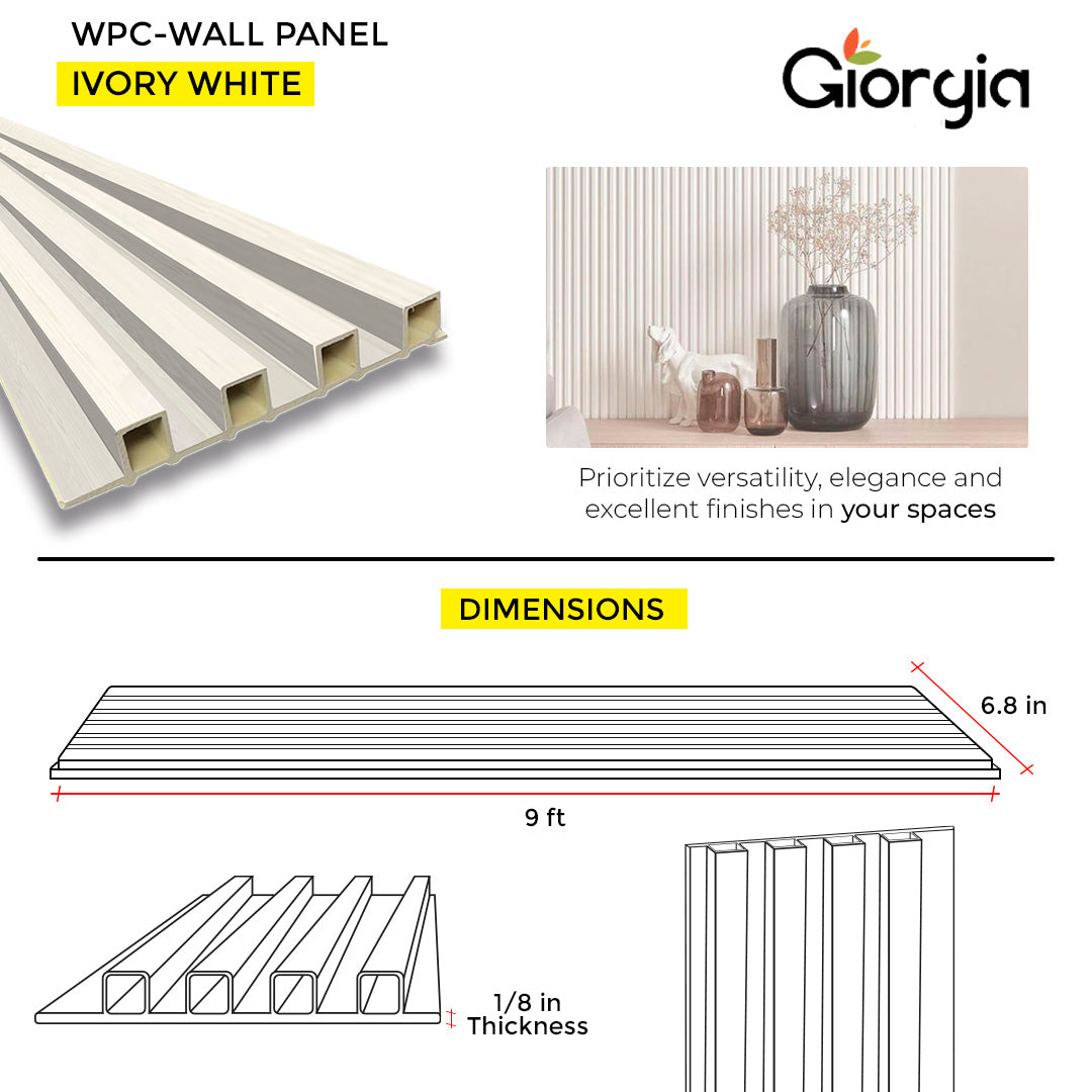 PVC WALL PANEL 6.8 X 9 FT  -IVORY WHITE