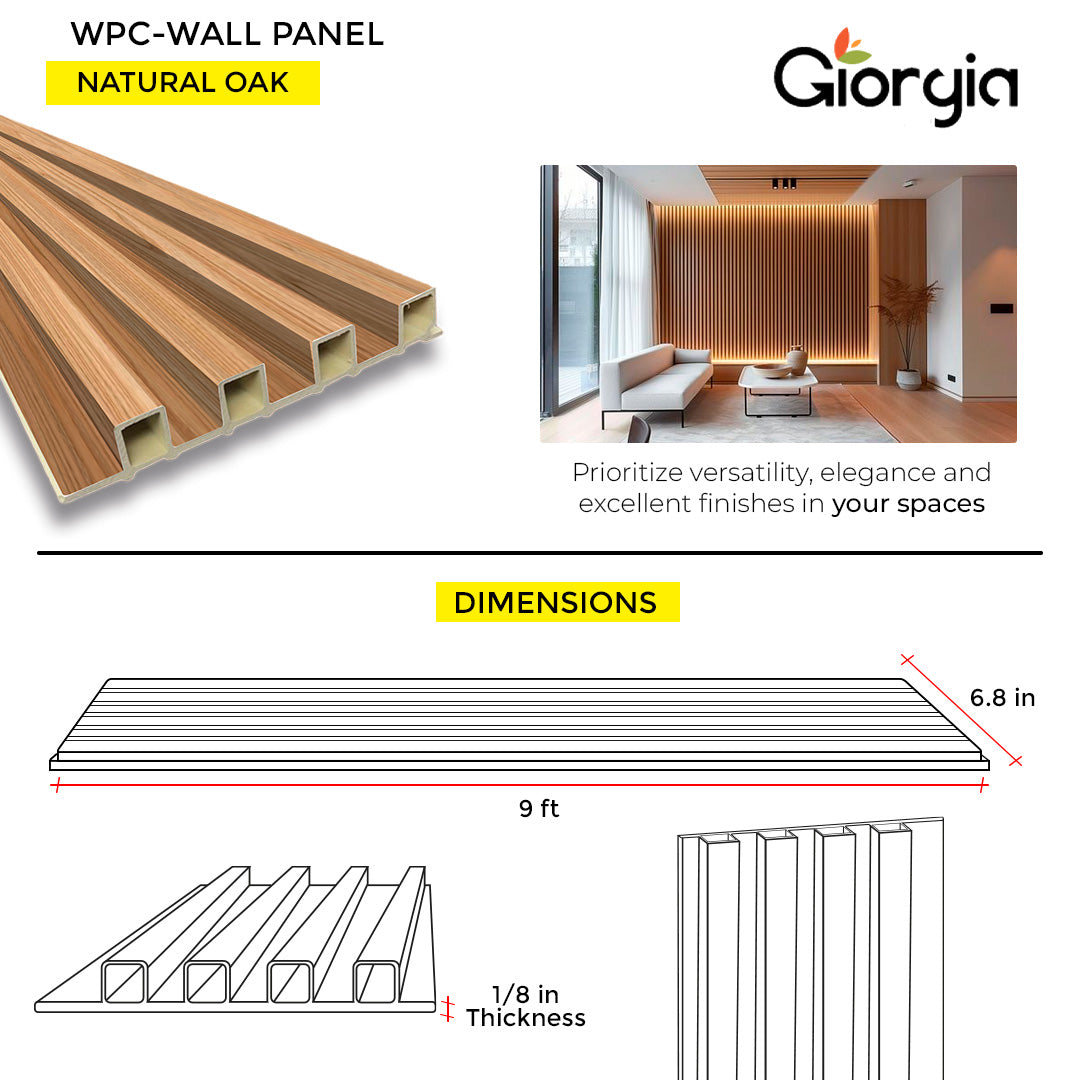 PVC WALL PANEL 6.8 X 9 FT  - NATURAL OAK