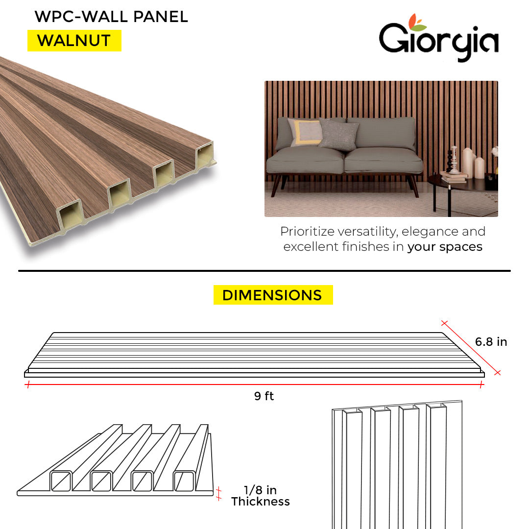 PVC WALL PANEL 6.8 x 9 FT  - WALNUT