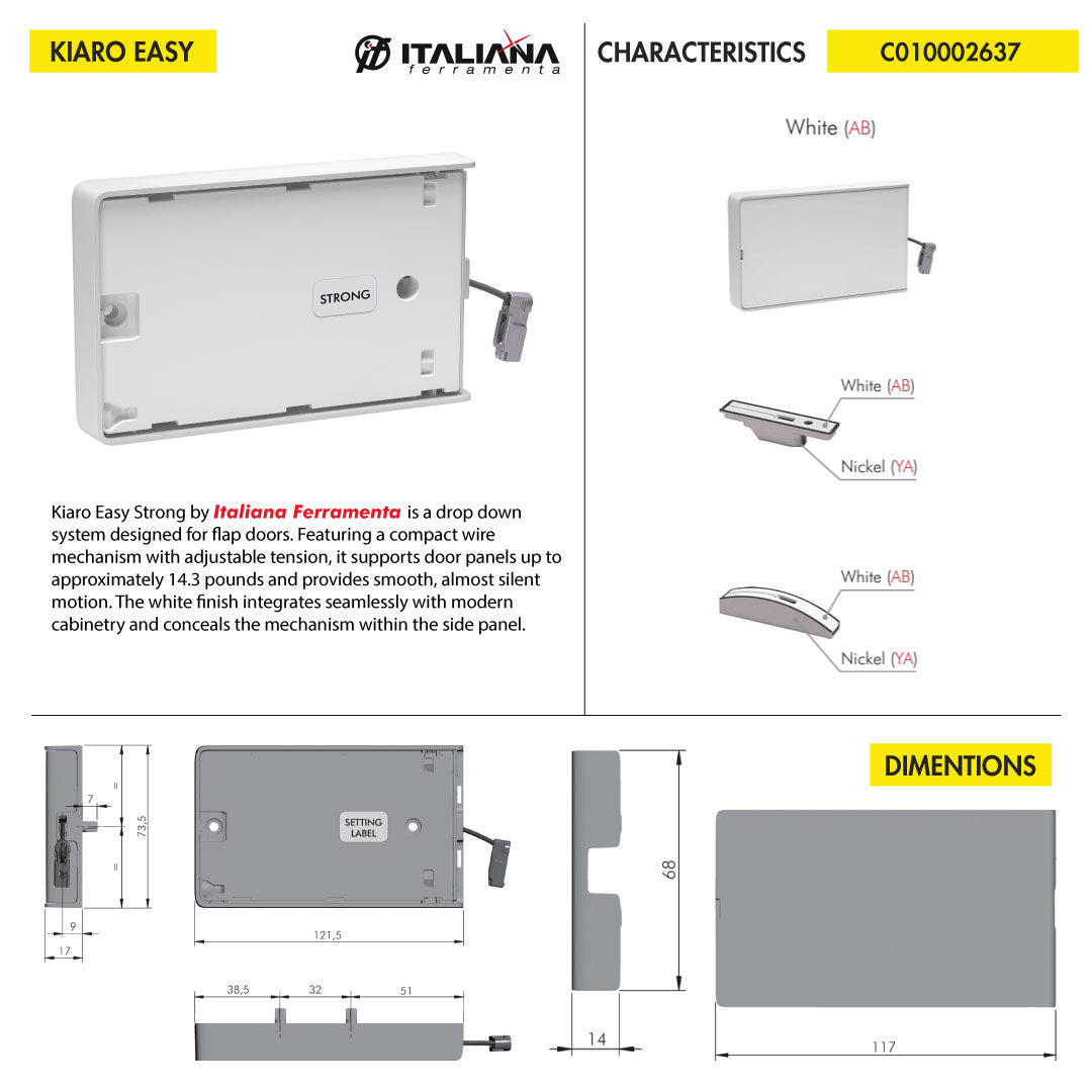 DROP DOWN SYSTEM ITALIANA FERRAMENTA KIARO EASY STRONG 14.3 LB CAPACITY WHITE
