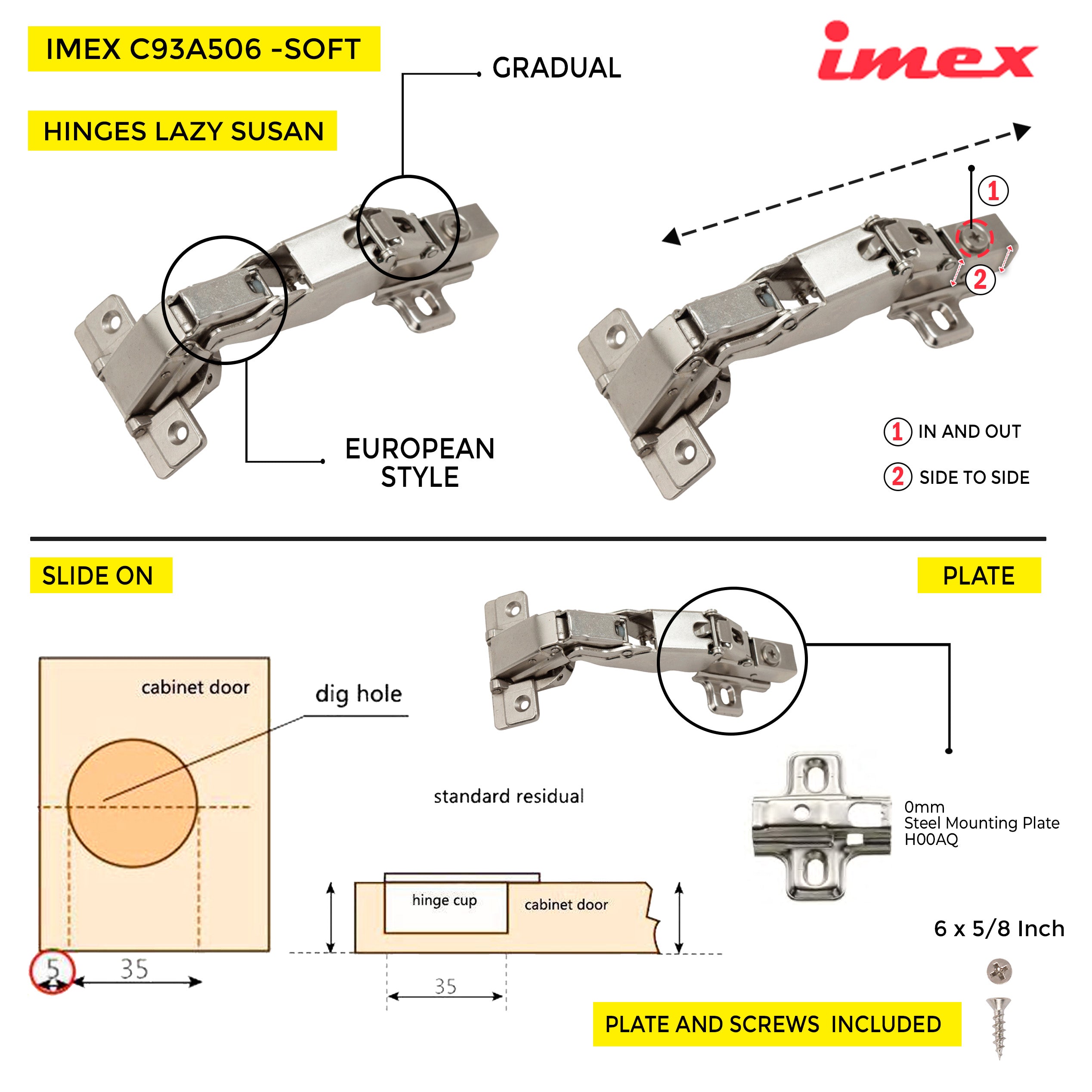 Soft-Close Hinge 165° Opening Angle