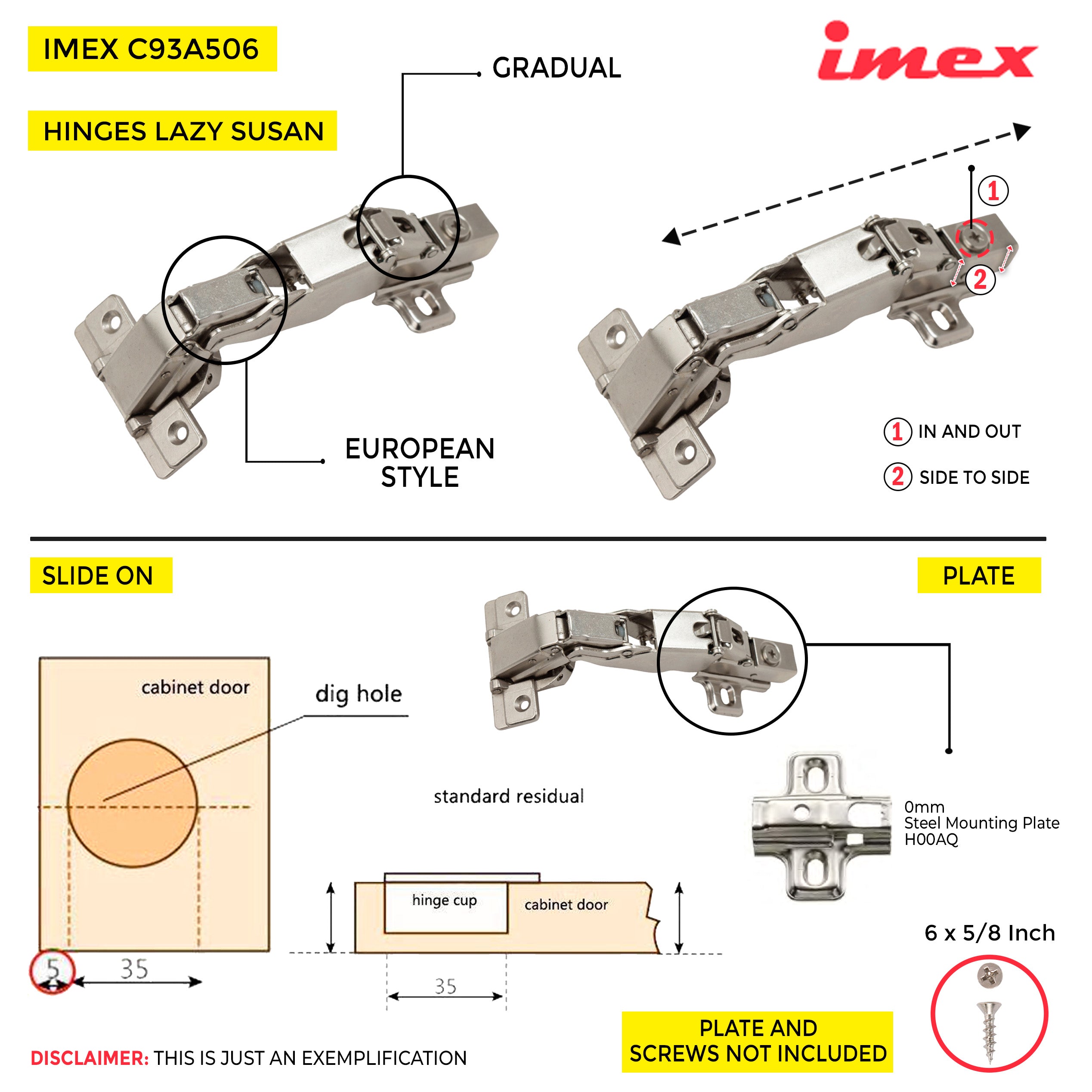 Clip-On Hinge 165° Opening Angle