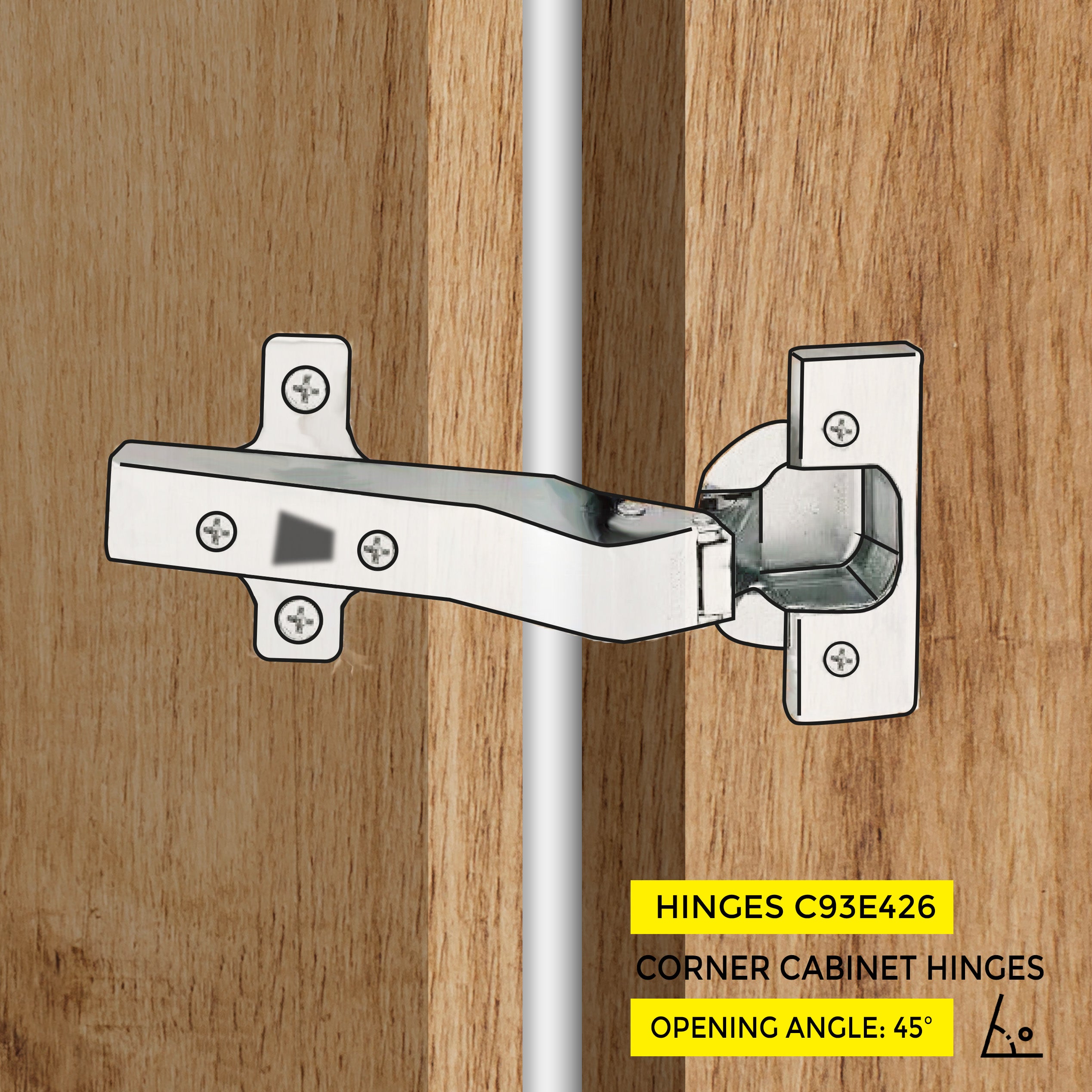 Clip-On Hinge 45°