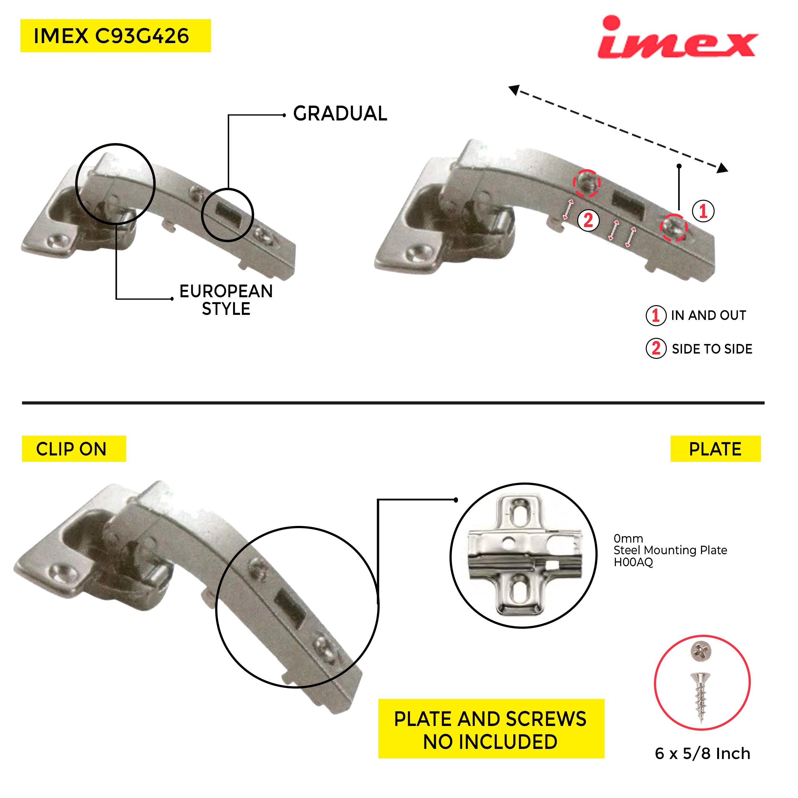 Clip-On Hinge 90°