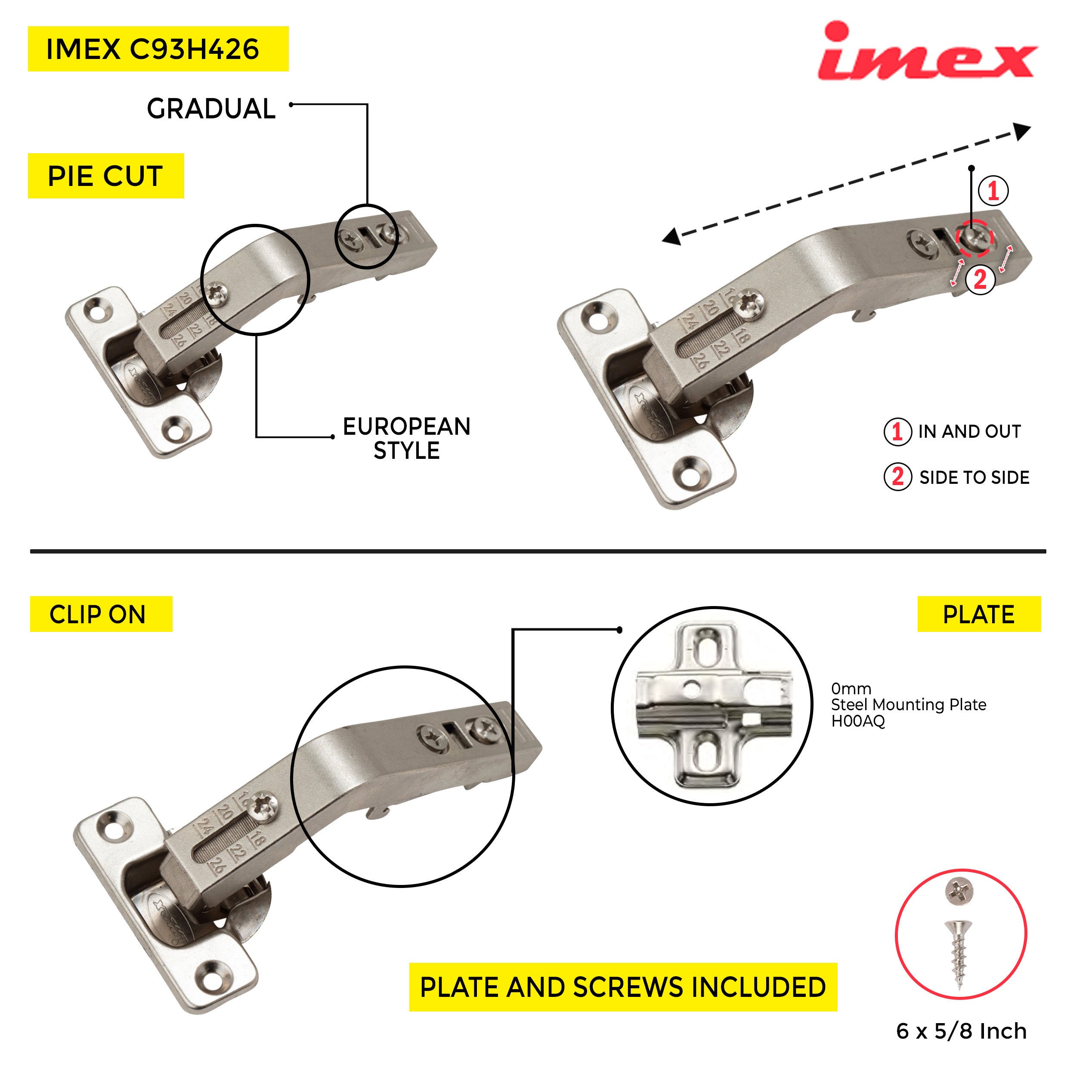 Clip-On Hinge 135° Pie Cut