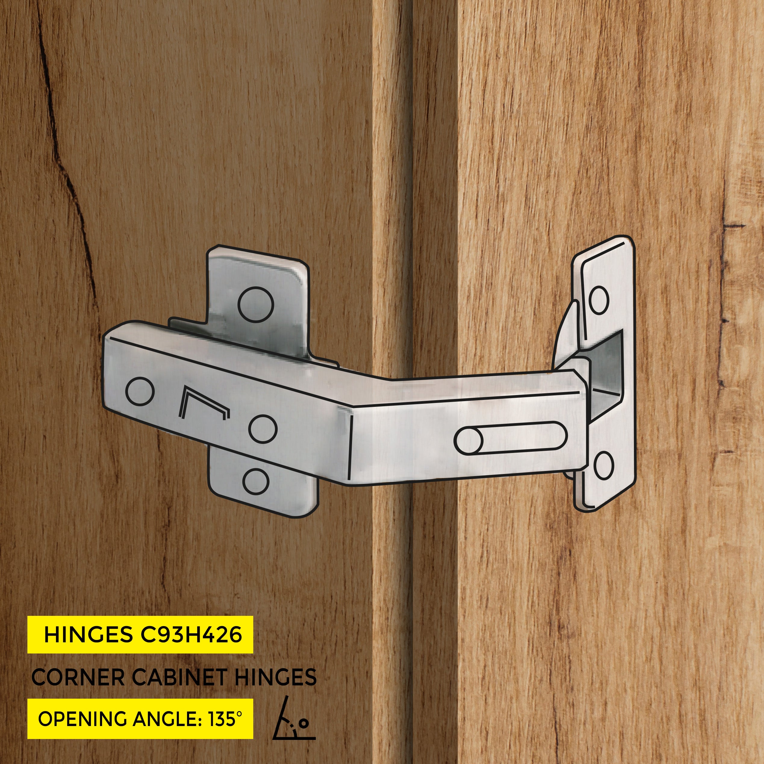 Clip-On Hinge 135° Pie Cut