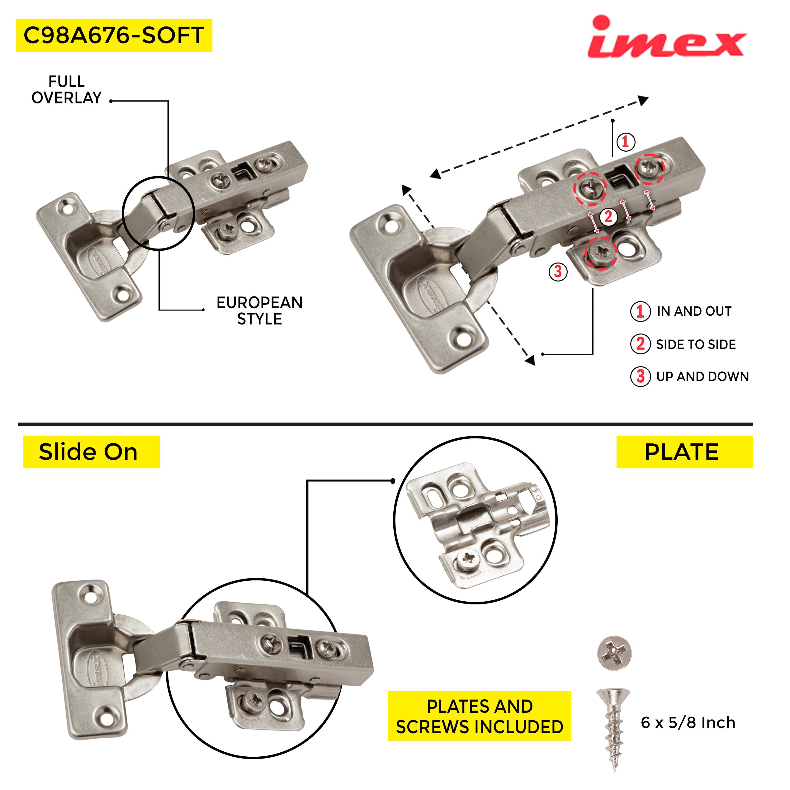 Soft-Close Hinge Full Overlay With Plate
