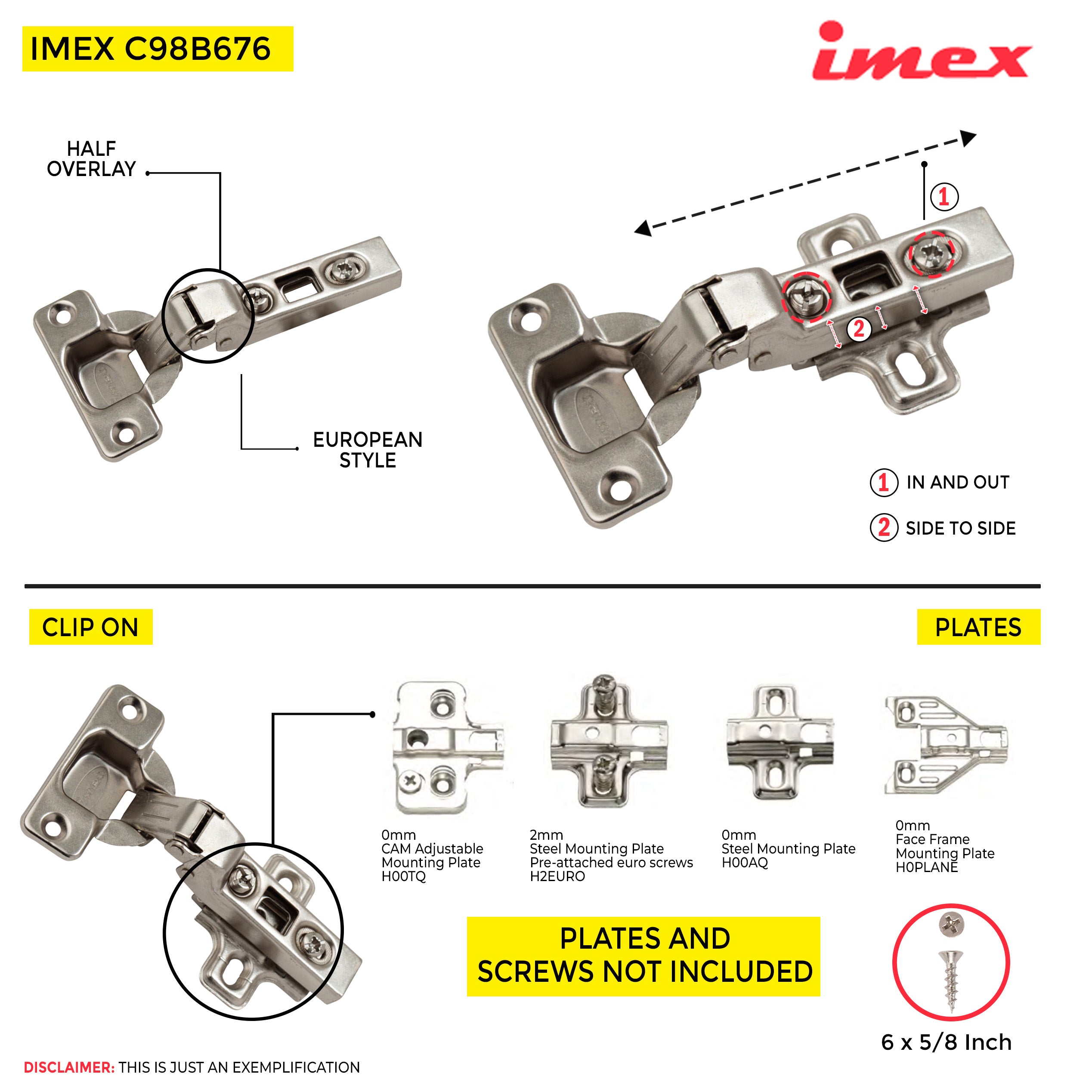 Clip-On Hinge Half Overlay C=8