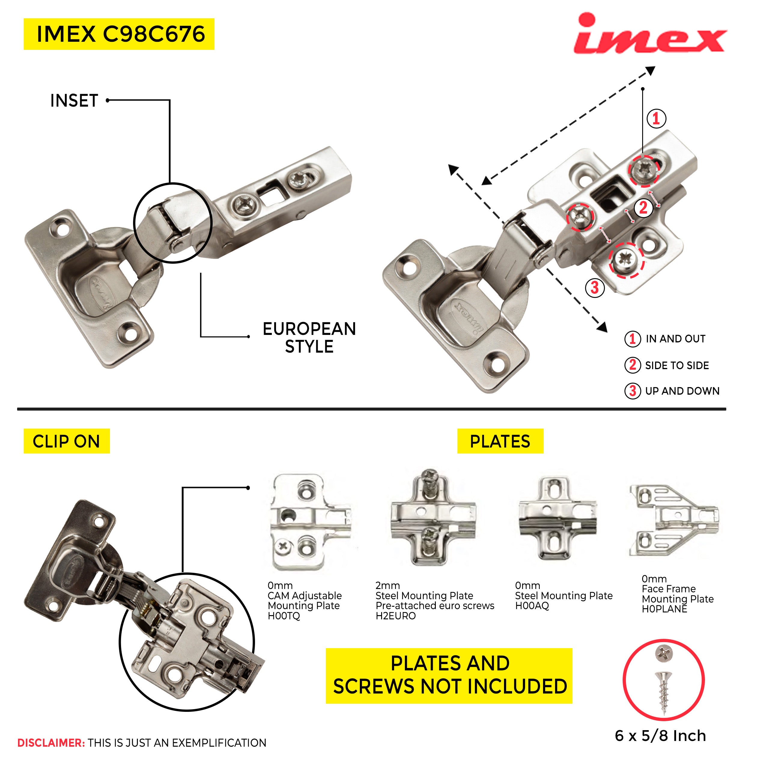 Slide-On Hinge Inset Plate Included