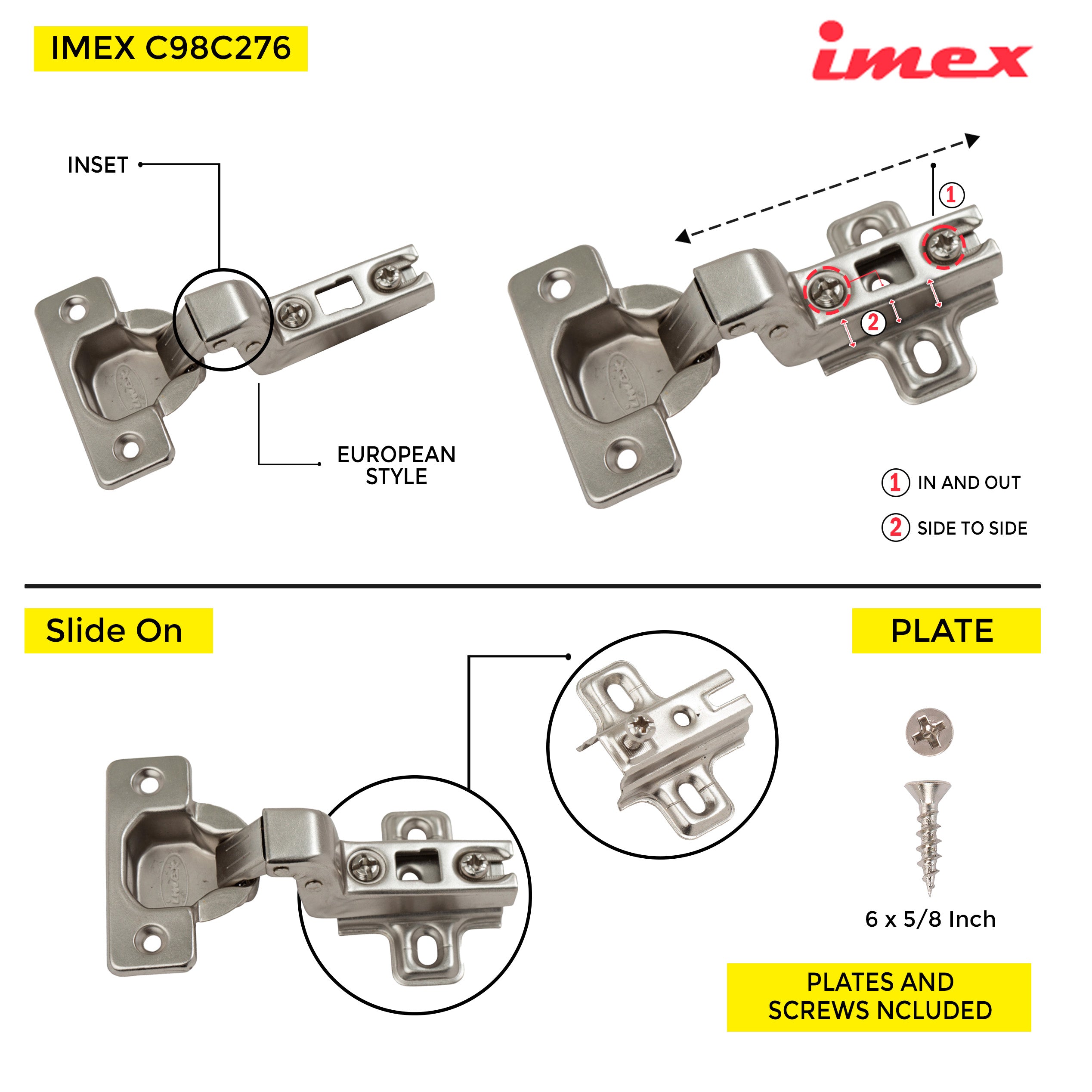 Clip-On Hinge Inset C=15