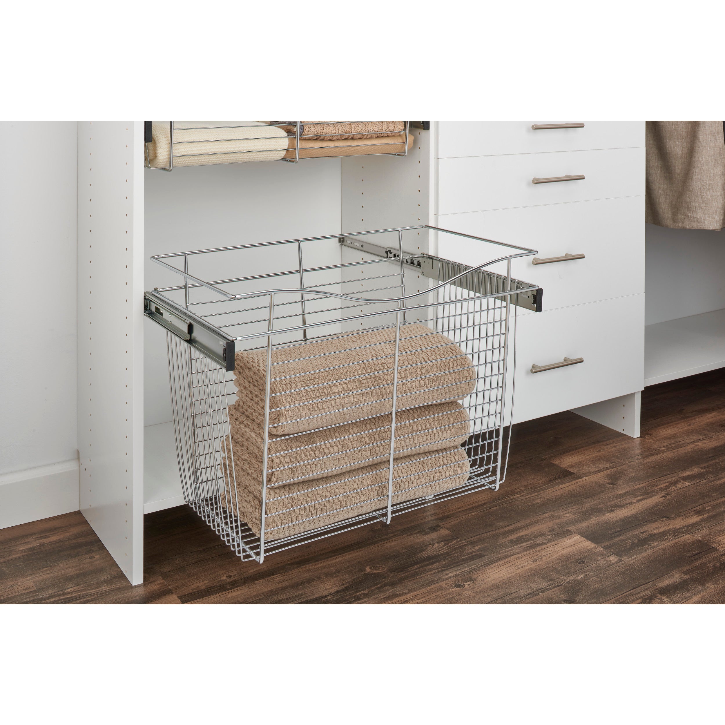 18 in Chrome Closet Pullout Basket Chrome  18 in (457 mm) W x 14 in (356 mm) D x 18 in (457 mm) H