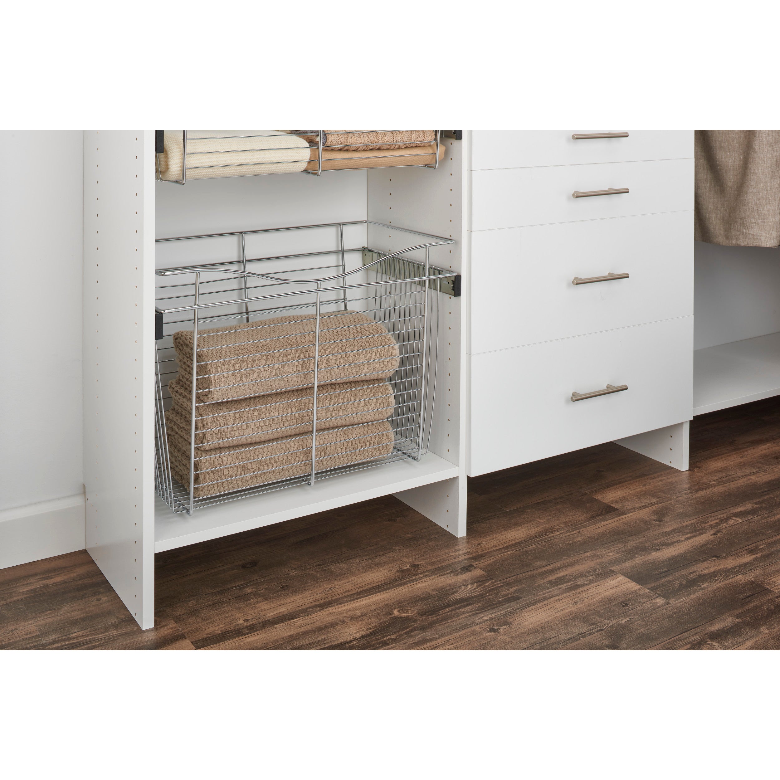 18 in Chrome Closet Pullout Basket Chrome  18 in (457 mm) W x 14 in (356 mm) D x 18 in (457 mm) H