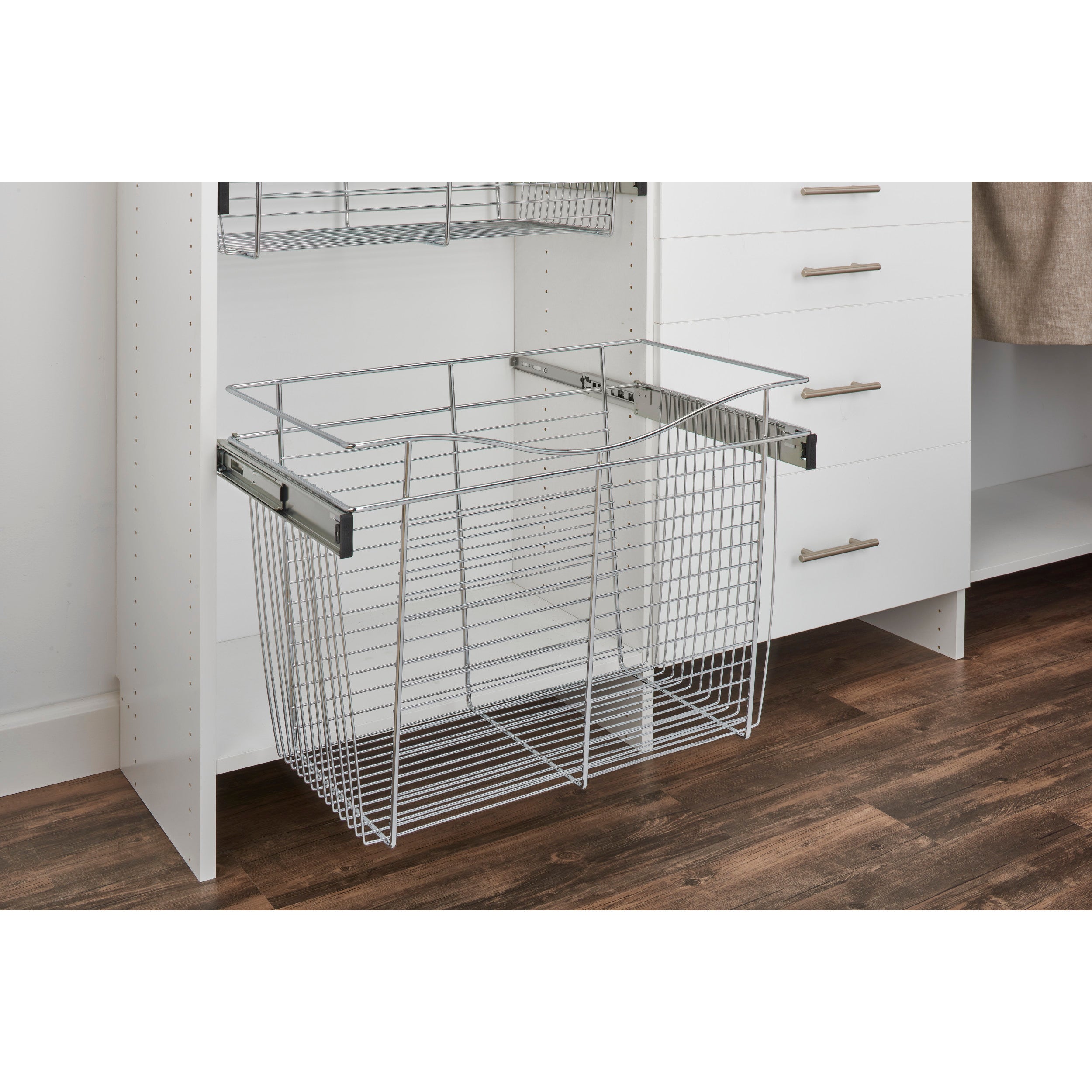 18 in Chrome Closet Pullout Basket Chrome  18 in (457 mm) W x 14 in (356 mm) D x 18 in (457 mm) H