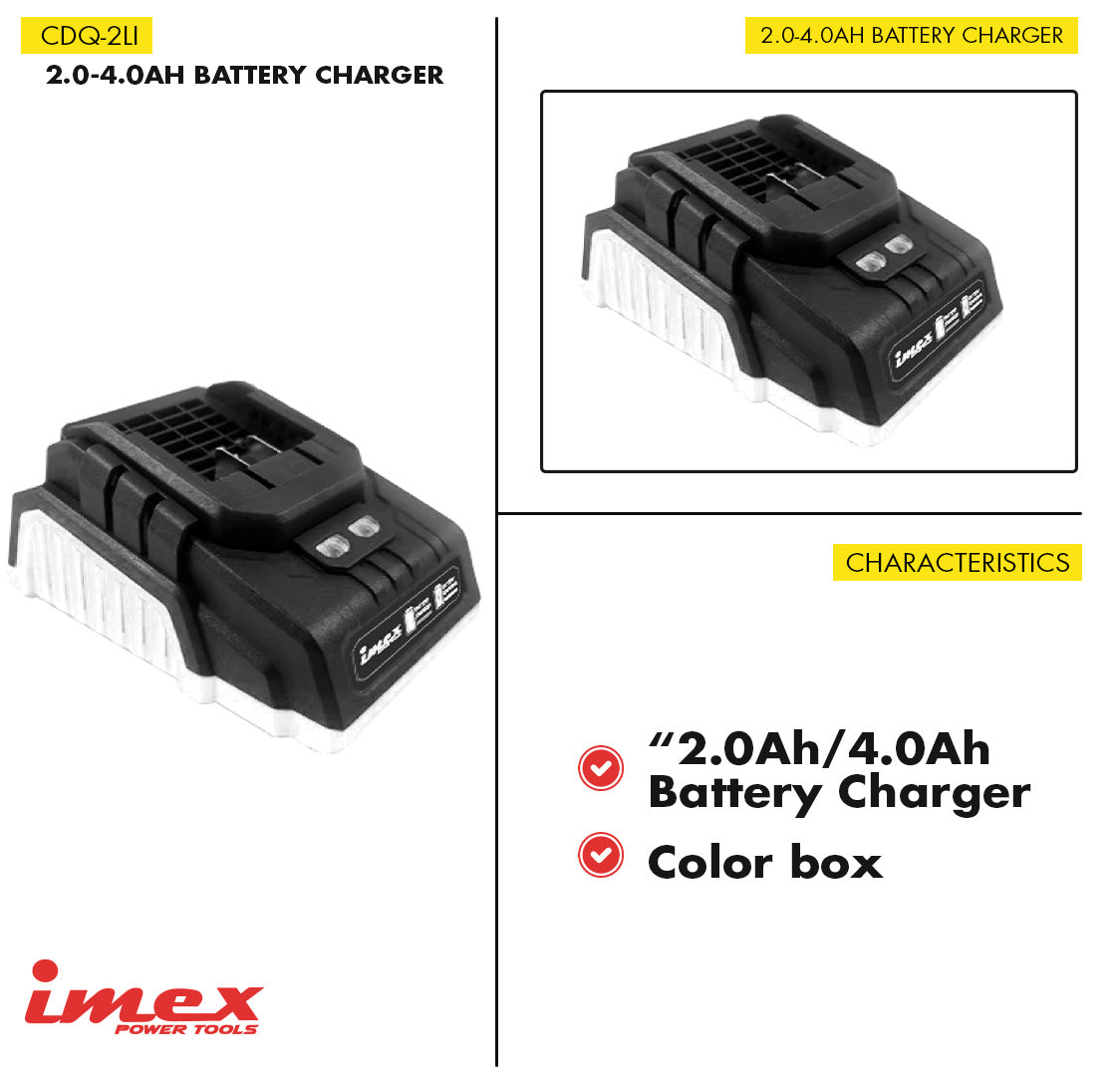 Charger for 2.0Ah and 4.0Ah 20V Rechargeable Batteries ? IMEX Power Tools