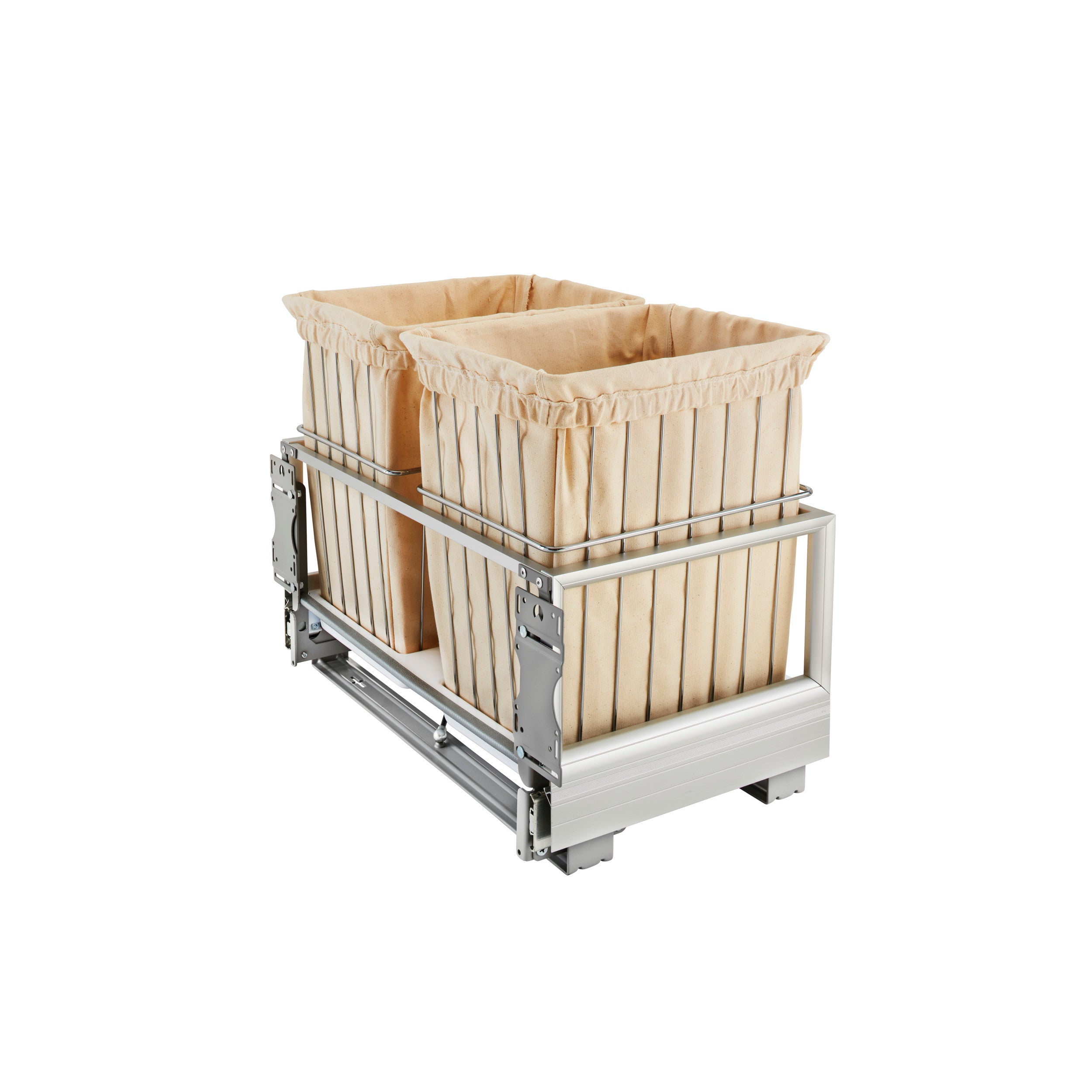 24 in White Wire Bin Hamper, Soft Close White  24 in (610 mm) W x 13.94 in (354 mm) D x 18.88 in (480 mm) H