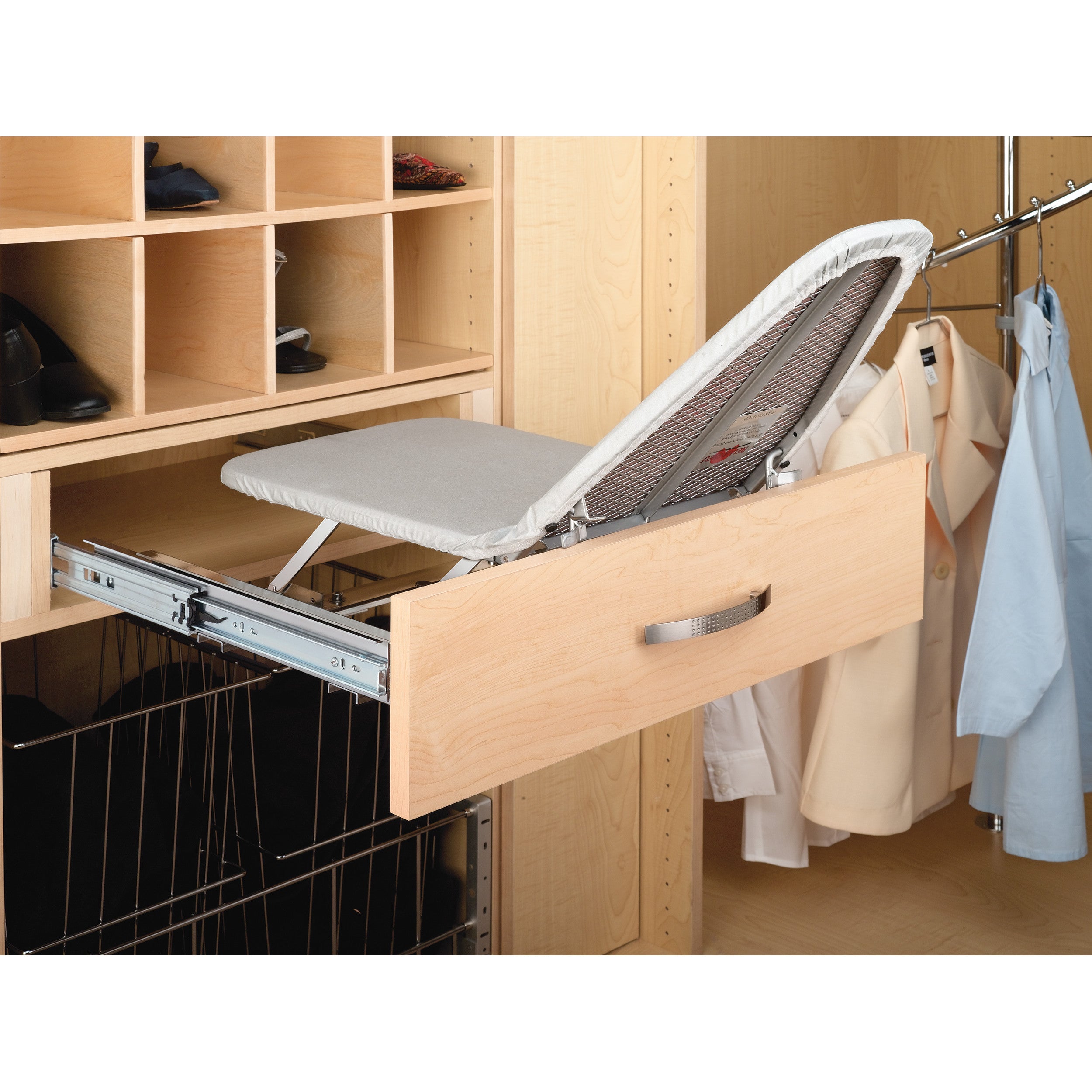 Closet Pullout Ironing Board Gray  14.25 in (362 mm) W x 15.88 in (403 mm) D x 4 in (102 mm) H