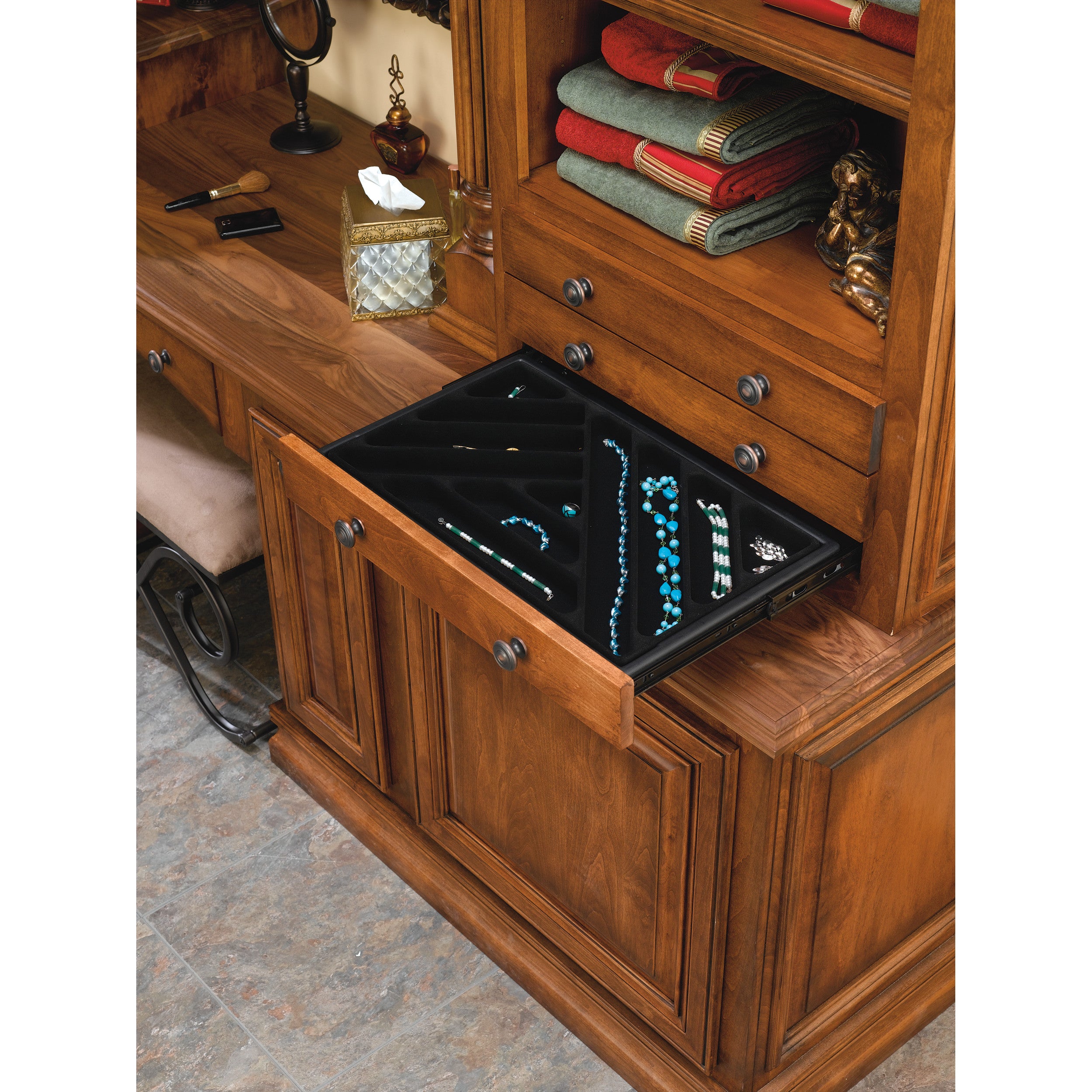 Jewelry Drawer Standard Insert mounting Bracket Black  1.8 in (46 mm) W x 1 in (25 mm) D x 3 in (76 mm) H