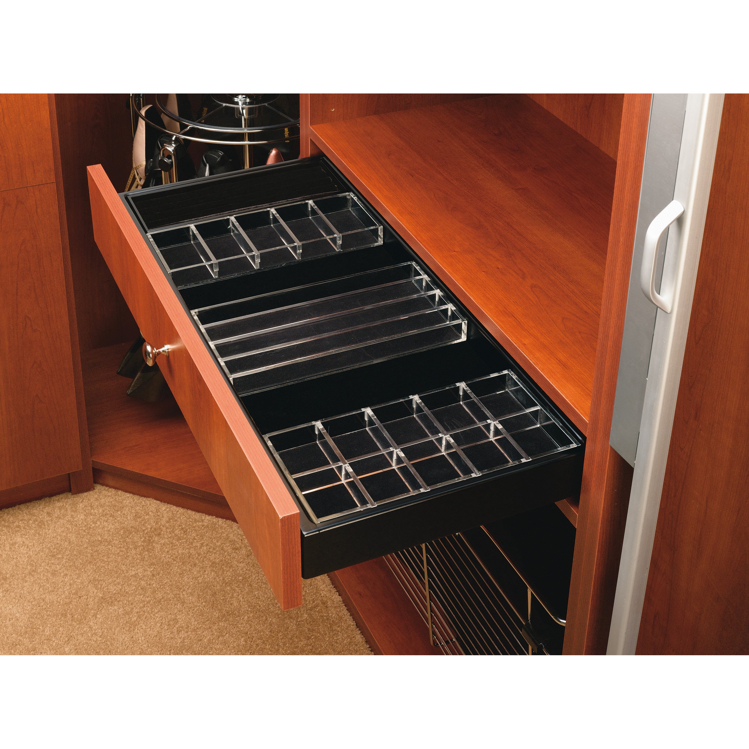 Jewelry Drawer Standard Insert mounting Bracket Black  1.8 in (46 mm) W x 1 in (25 mm) D x 3 in (76 mm) H