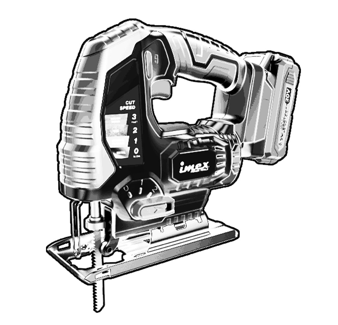 20V Cordless Jig Saw with Battery and Charger ? IMEX Power Tools