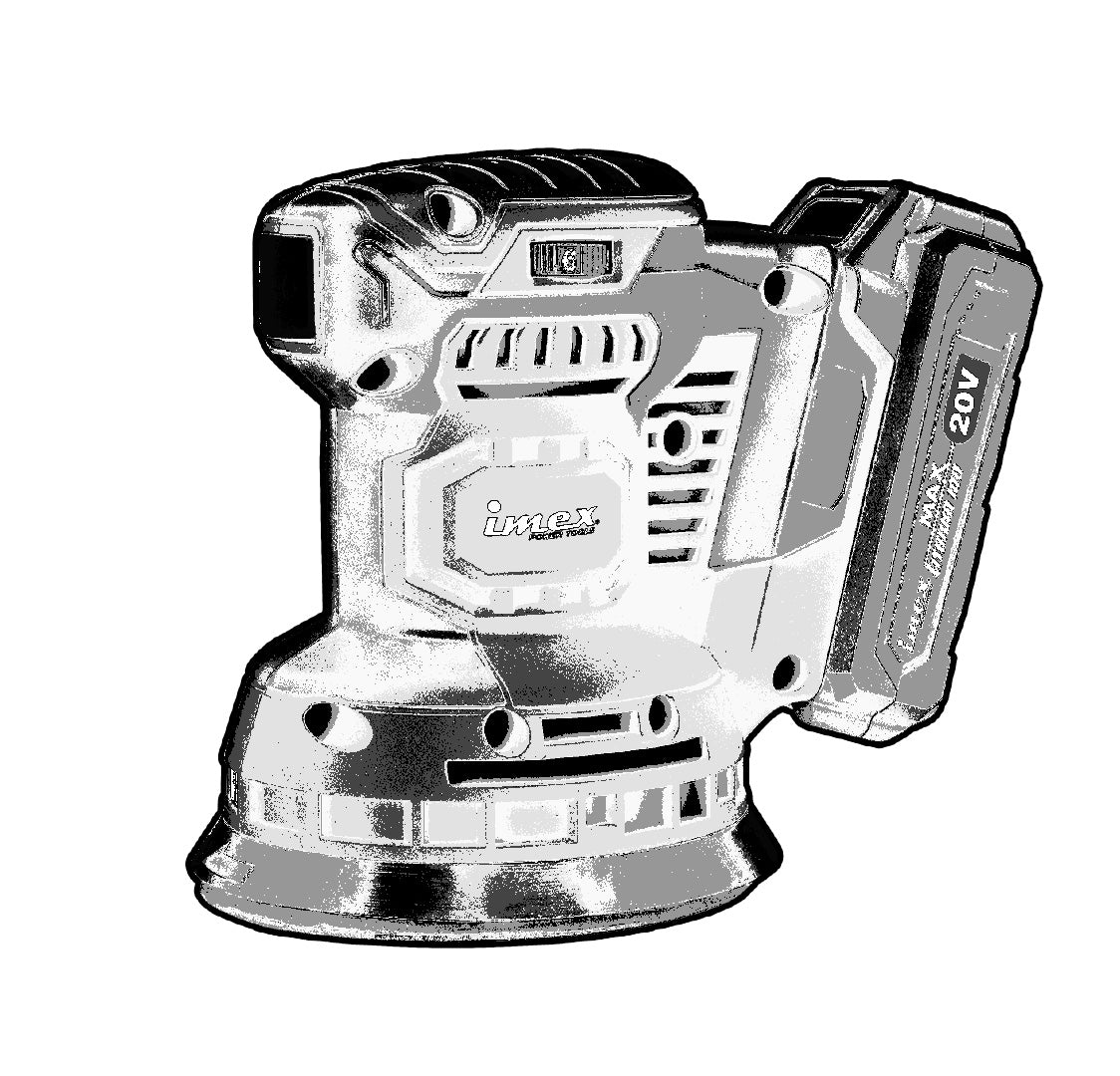 20V Cordless Orbital Sander with Battery and Charger ? IMEX Power Tools