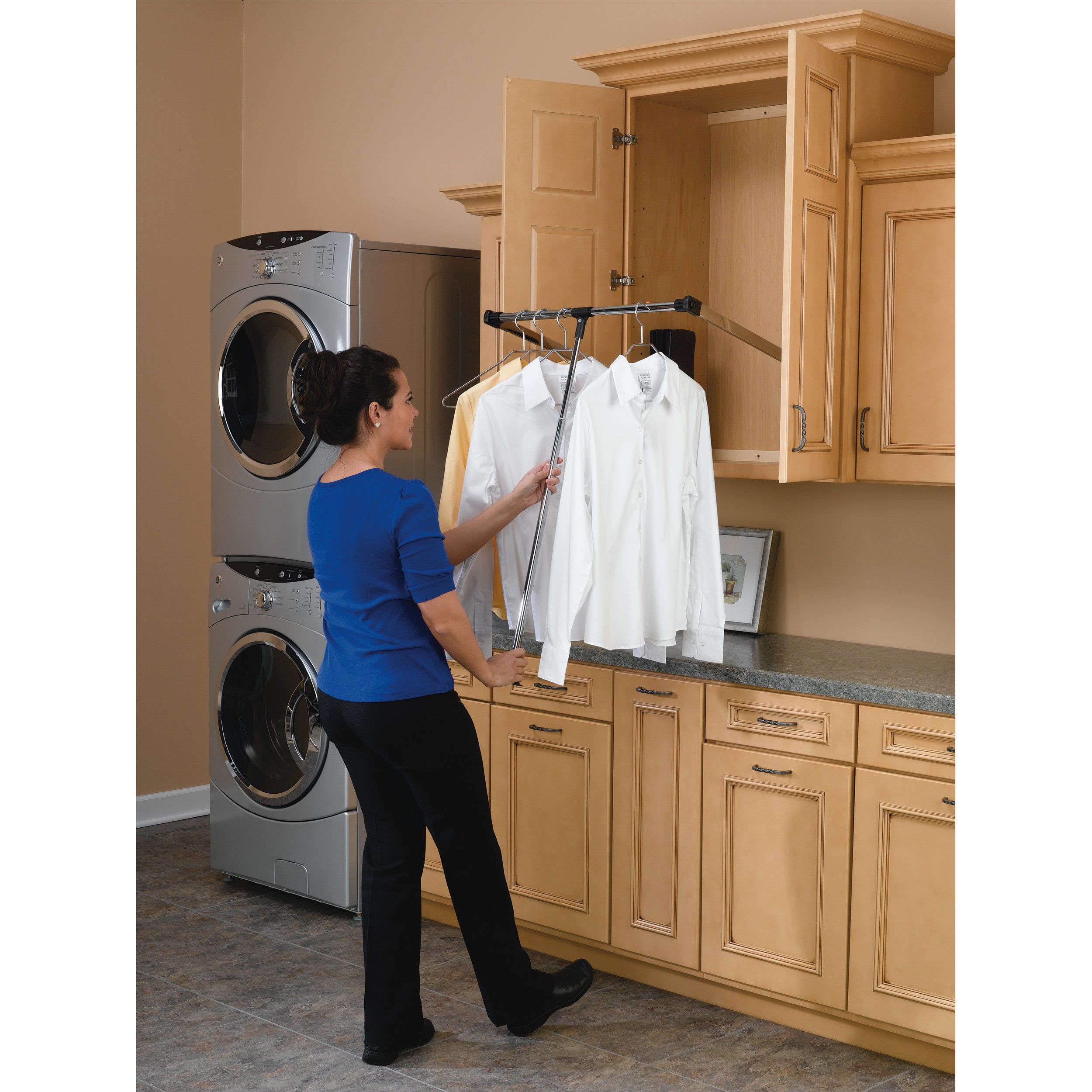 Adjustable Pull Down Closet Rod 26 in- 35 in Chrome  26 in (660 mm) W x 4 in (102 mm) D x 34.75 in (883 mm) H