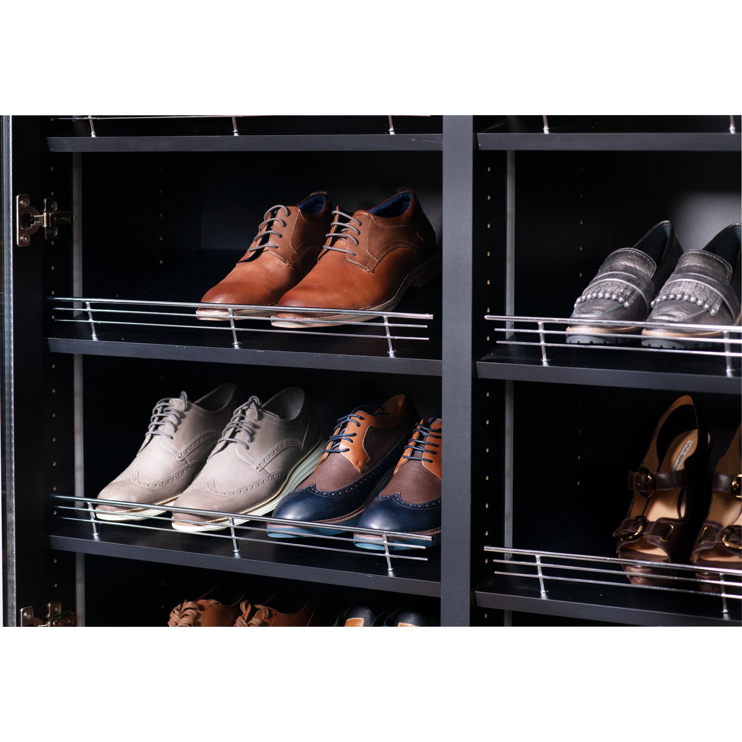 35 in Chrome Wire Shoe Rail Chrome  35 in (889 mm) W x 0.25 in (6 mm) D x 2.25 in (57 mm) H