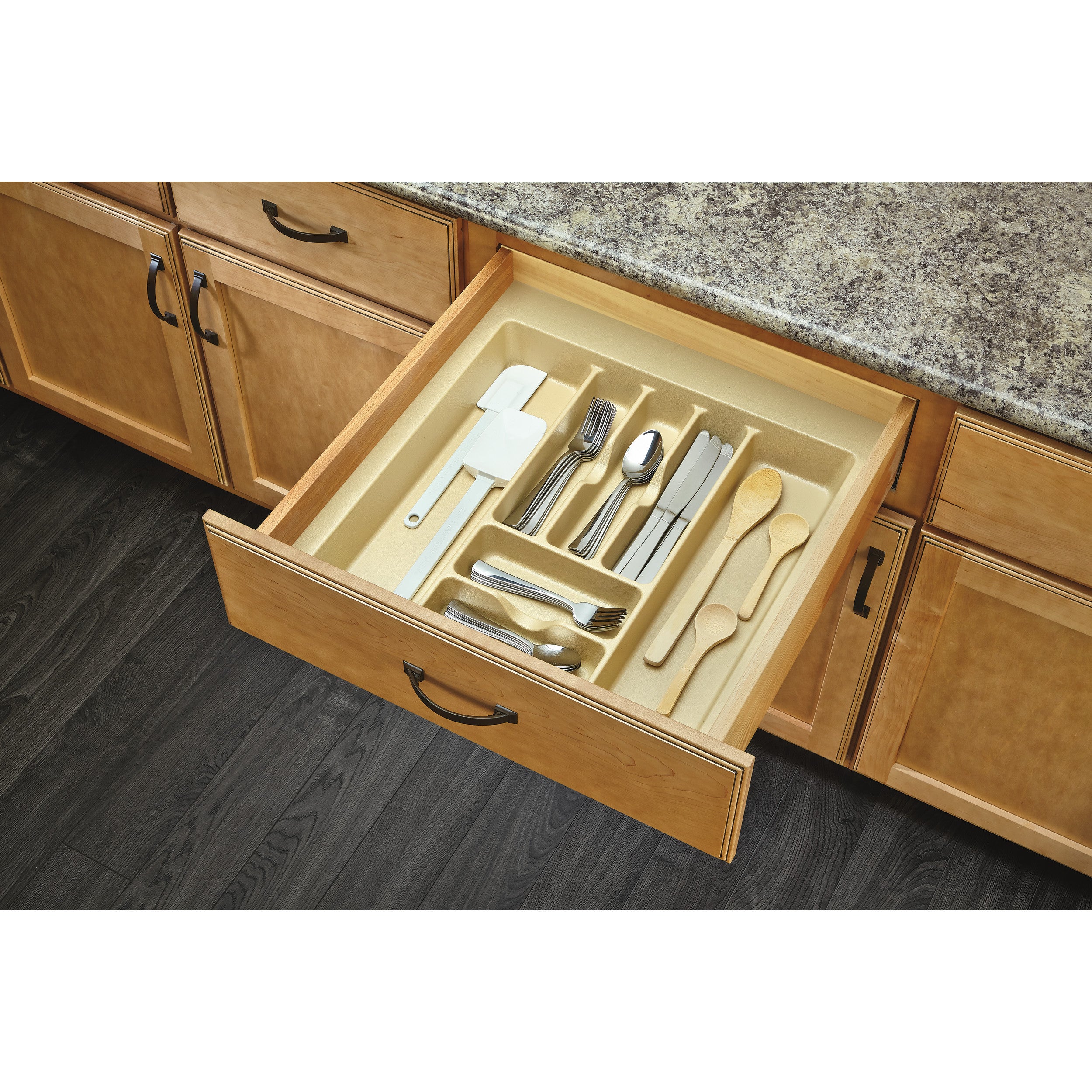 Extra Large Almond Cutlery Organizer Almond  21.88 in (556 mm) W x 21.25 in (540 mm) D x 2.38 in (60 mm) H