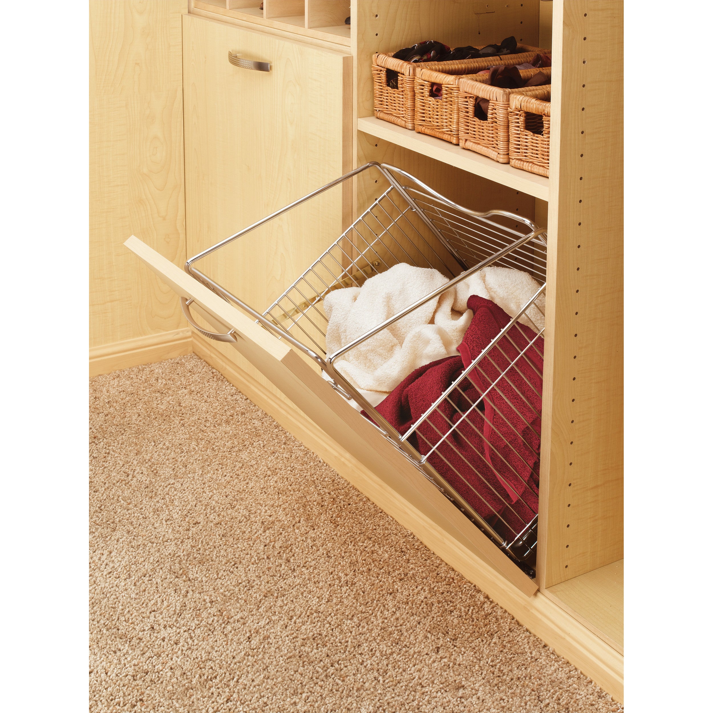 Tilt Out Hamper Basket (Chrome) Chrome  15.5 in (394 mm) W x 13.5 in (343 mm) D x 19.75 in (502 mm) H