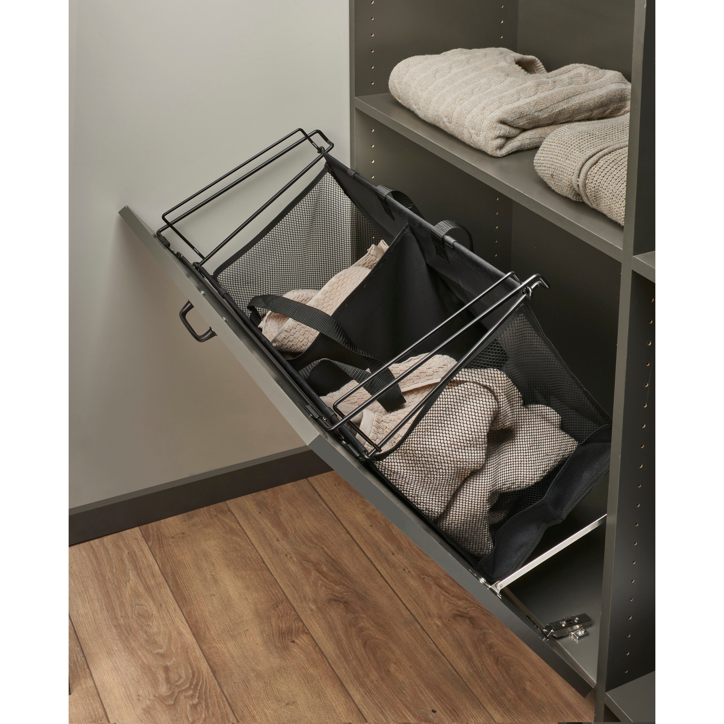 24 in Cloth Tilt Out Hamper Black  21 in (533 mm) W x 13.5 in (343 mm) D x 19.5 in (495 mm) H