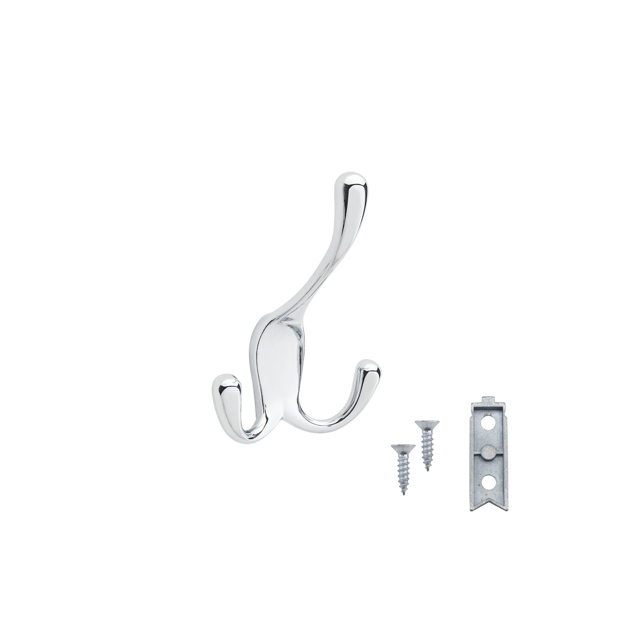 3-way Decorative Wall Hook Chrome  2.8 in (71 mm) W x 2.4 in (61 mm) D x 3.94 in (100 mm) H