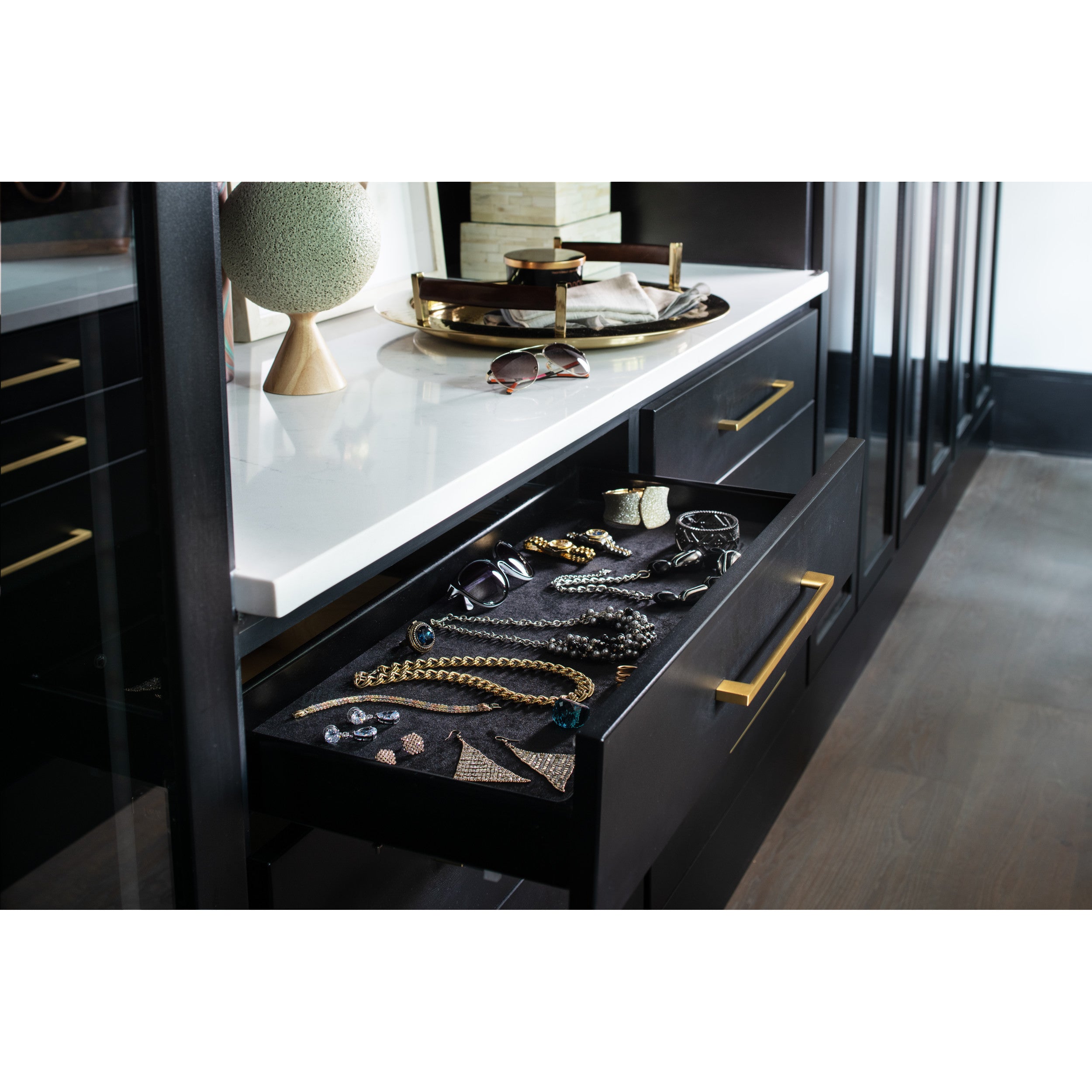 24 in Black Medium Undermount Jewelry Drawer Black  24 in (610 mm) W x 14 in (356 mm) D x 3.13 in (80 mm) H