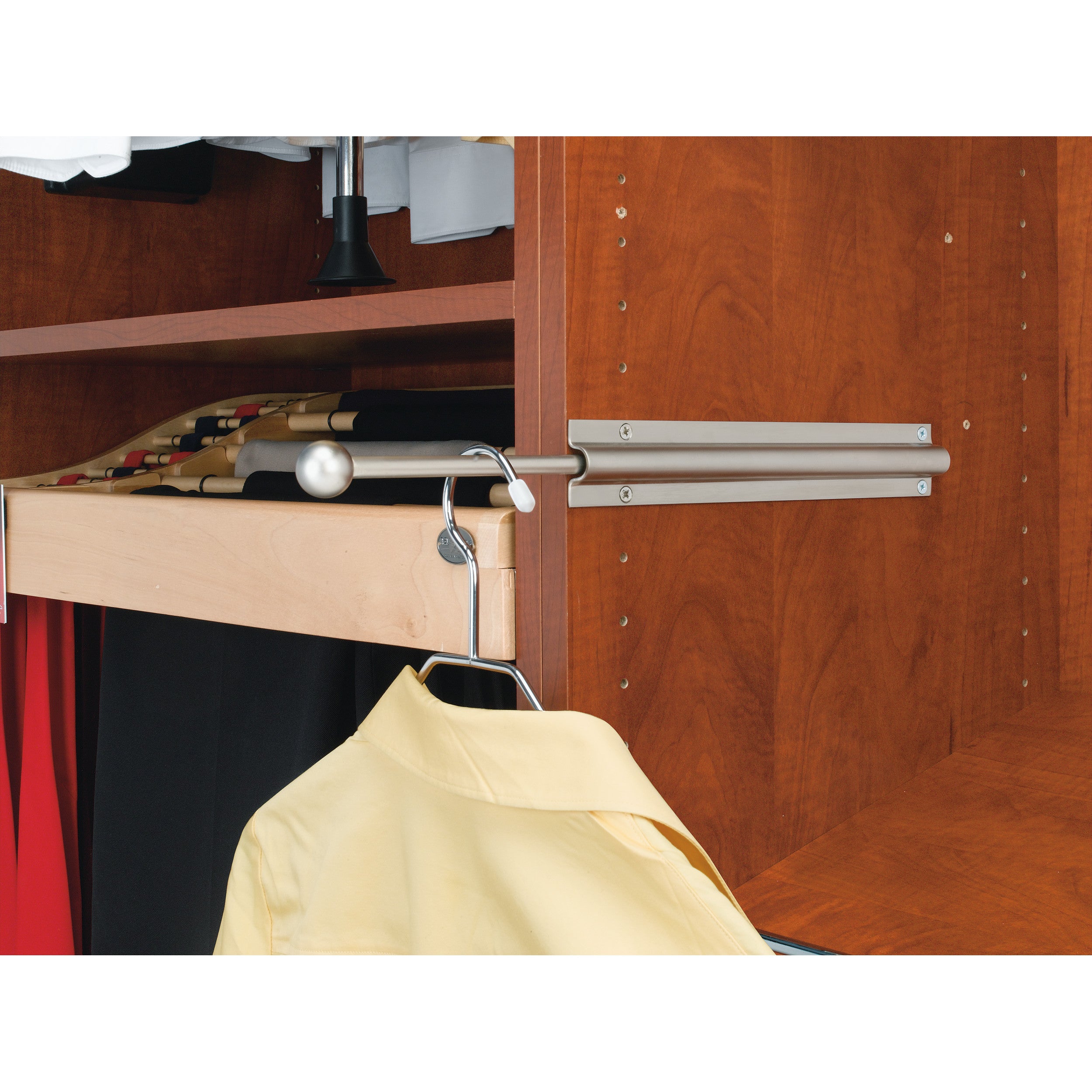 OBSOLETE  12 in Satin Nickel Standard Valet Rod Satin Nickel  0.75 in (19 mm) W x 11.88 in (302 mm) D x 1.56 in (40 mm) H