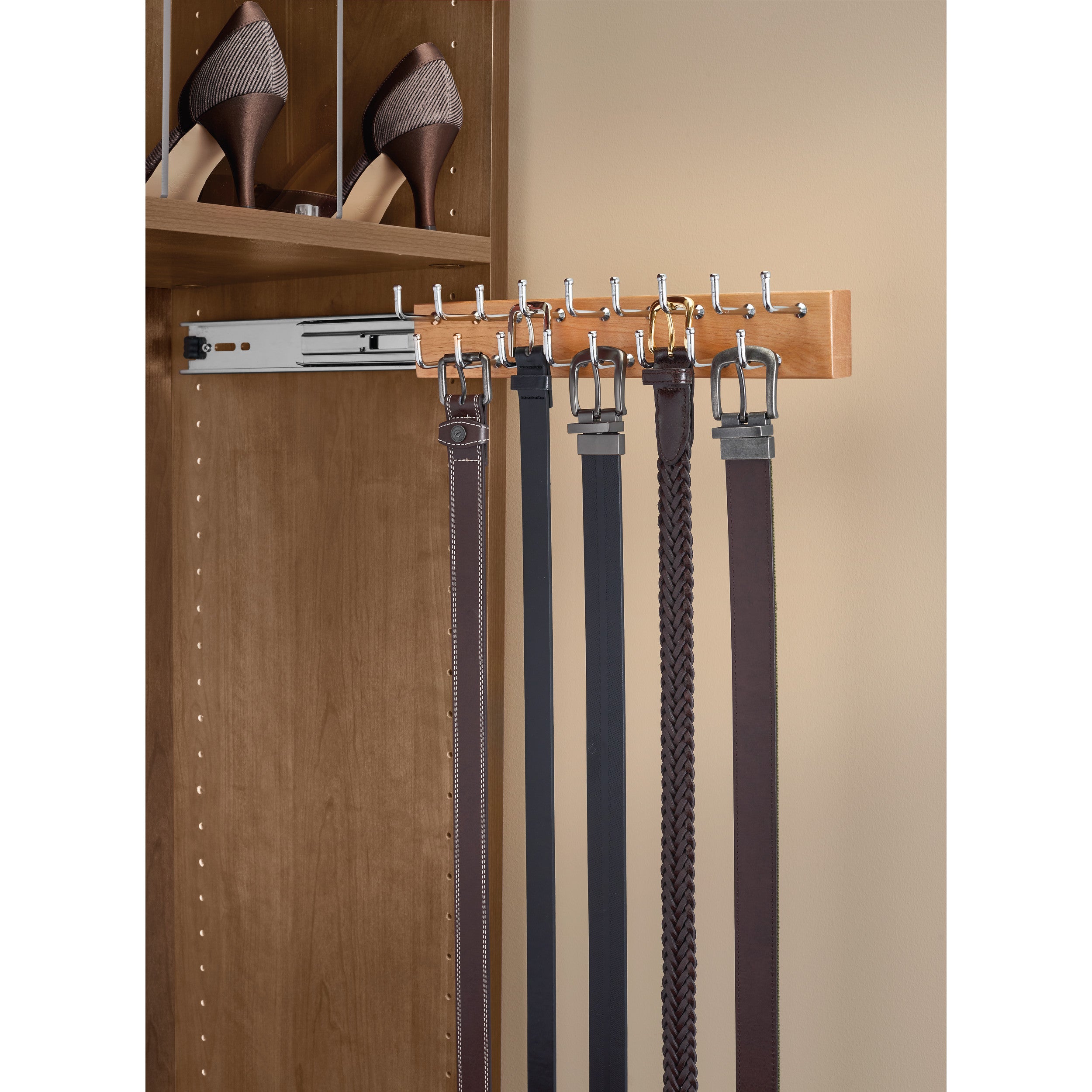 14 in Natural Side mount Belt Rack Natural  2.75 in (70 mm) W x 13.88 in (353 mm) D x 2.88 in (73 mm) H