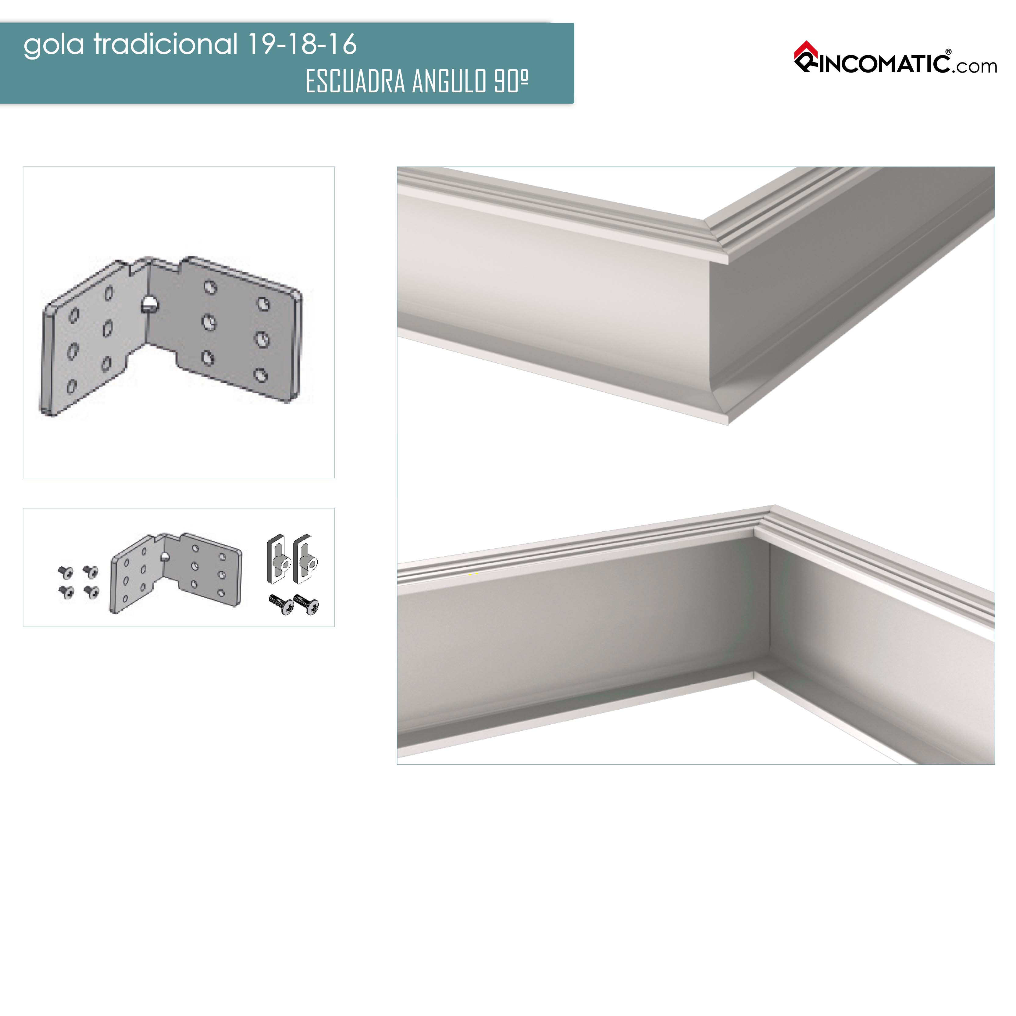 Angle for Gola 1angle+4screws+2nuts+2scr