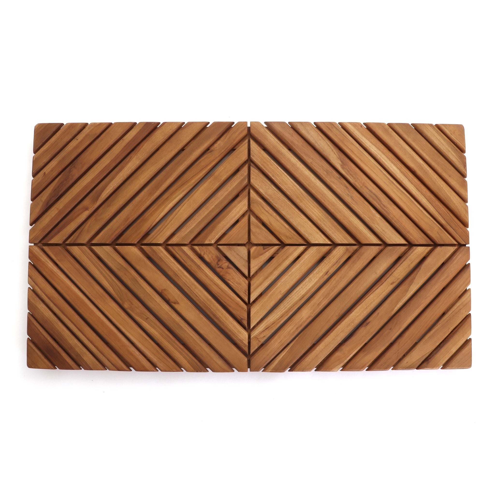 Radial Teak Wood Bath Mat - 19.75 x 35.5 x 1.75 - Teak | Federal Brace
