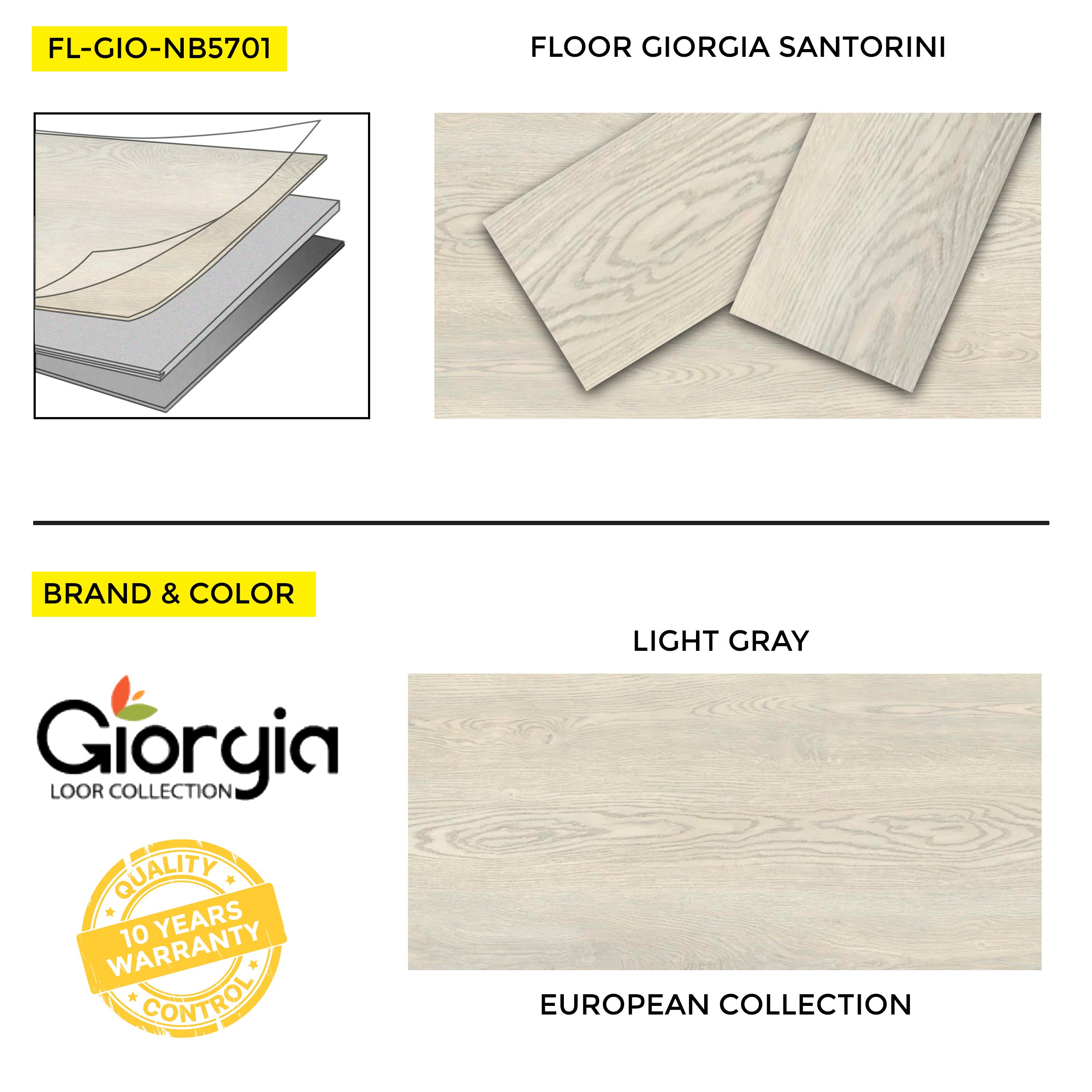 FLOOR GIORGIA SANTORINI7.25"x48"-18.9sqF EUROPEAN COLLECTION