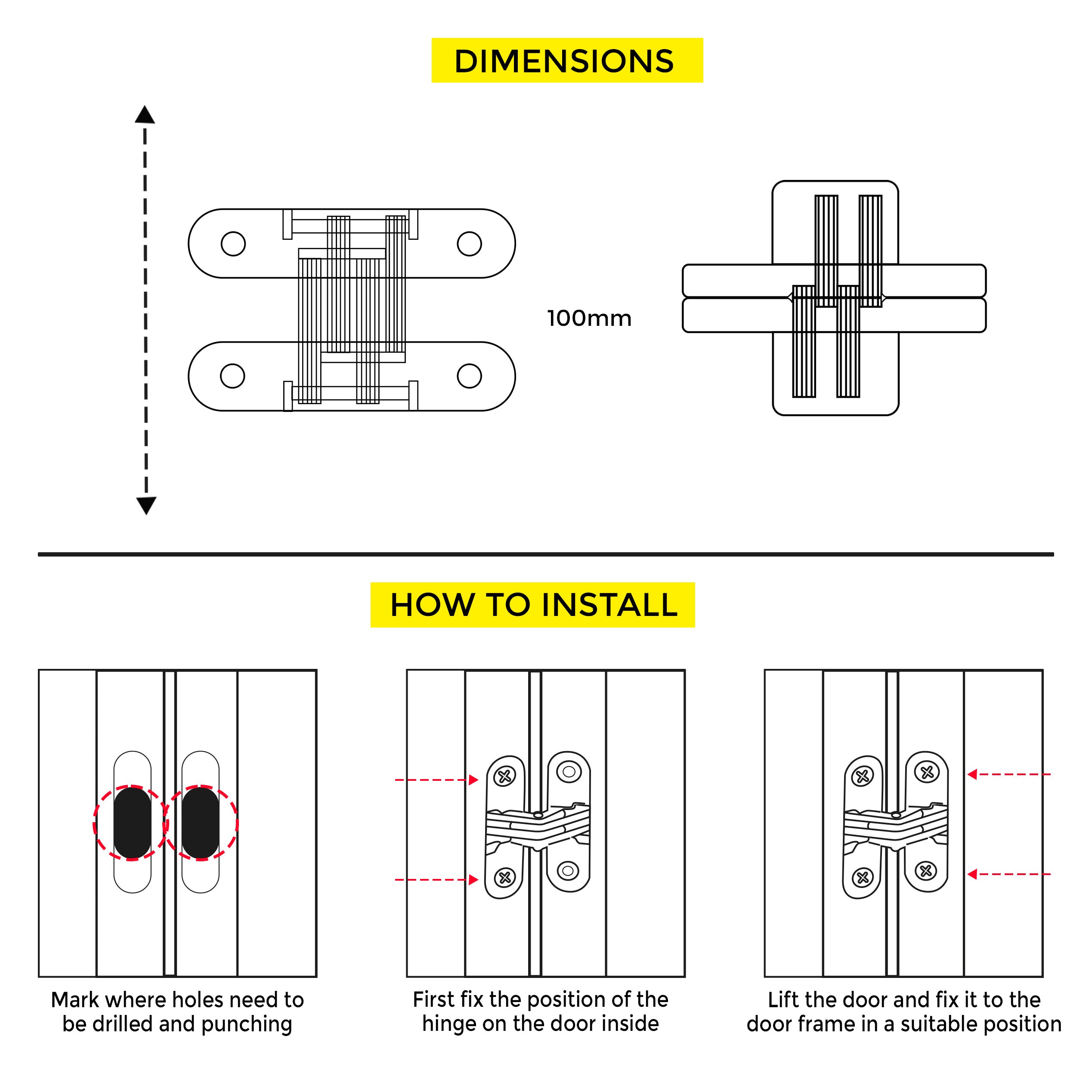 Invisible Hinge 100mm W/O Screw B-Nickel