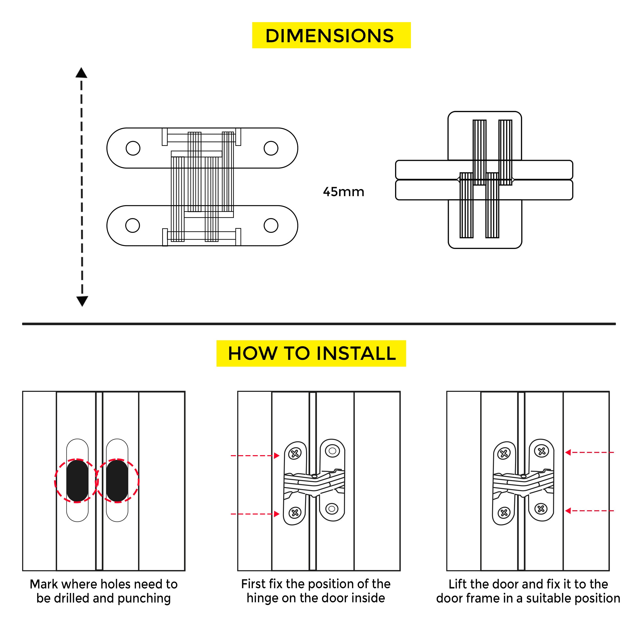 Invisible Hinge 118mm W/O Screw B-Nickel