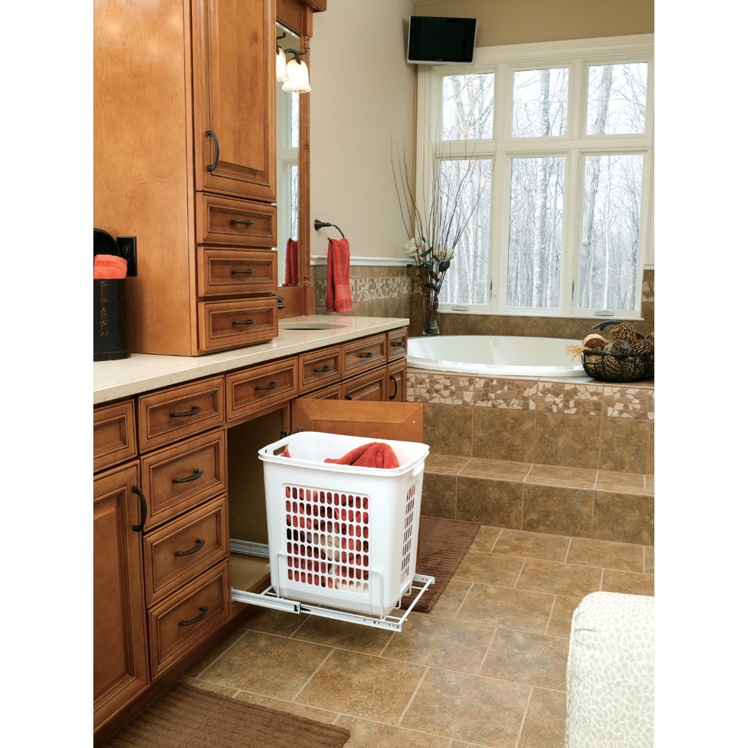 Pullout Hamper White  14.25 in (362 mm) W x 20 in (508 mm) D x 19.38 in (492 mm) H