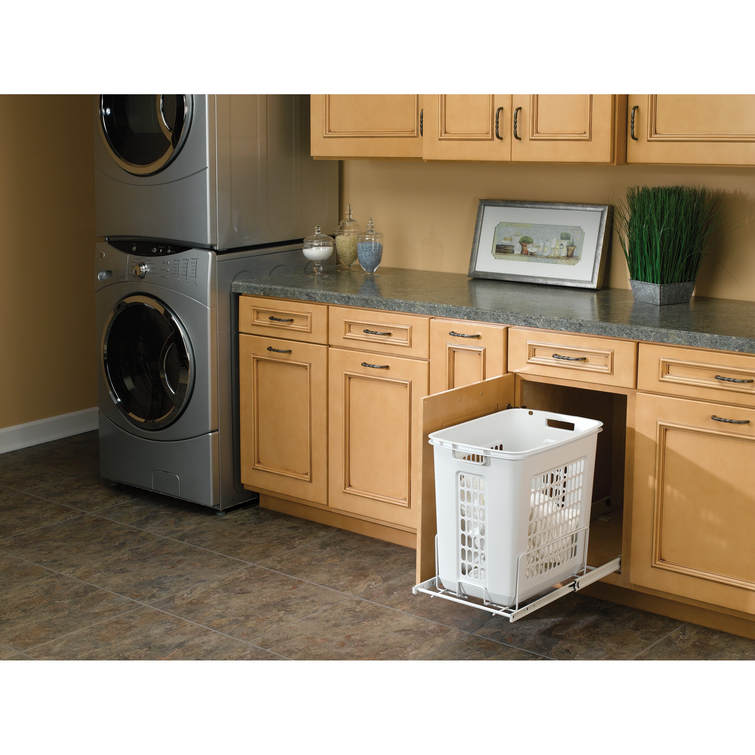 Pullout Hamper White  14.25 in (362 mm) W x 20 in (508 mm) D x 19.38 in (492 mm) H
