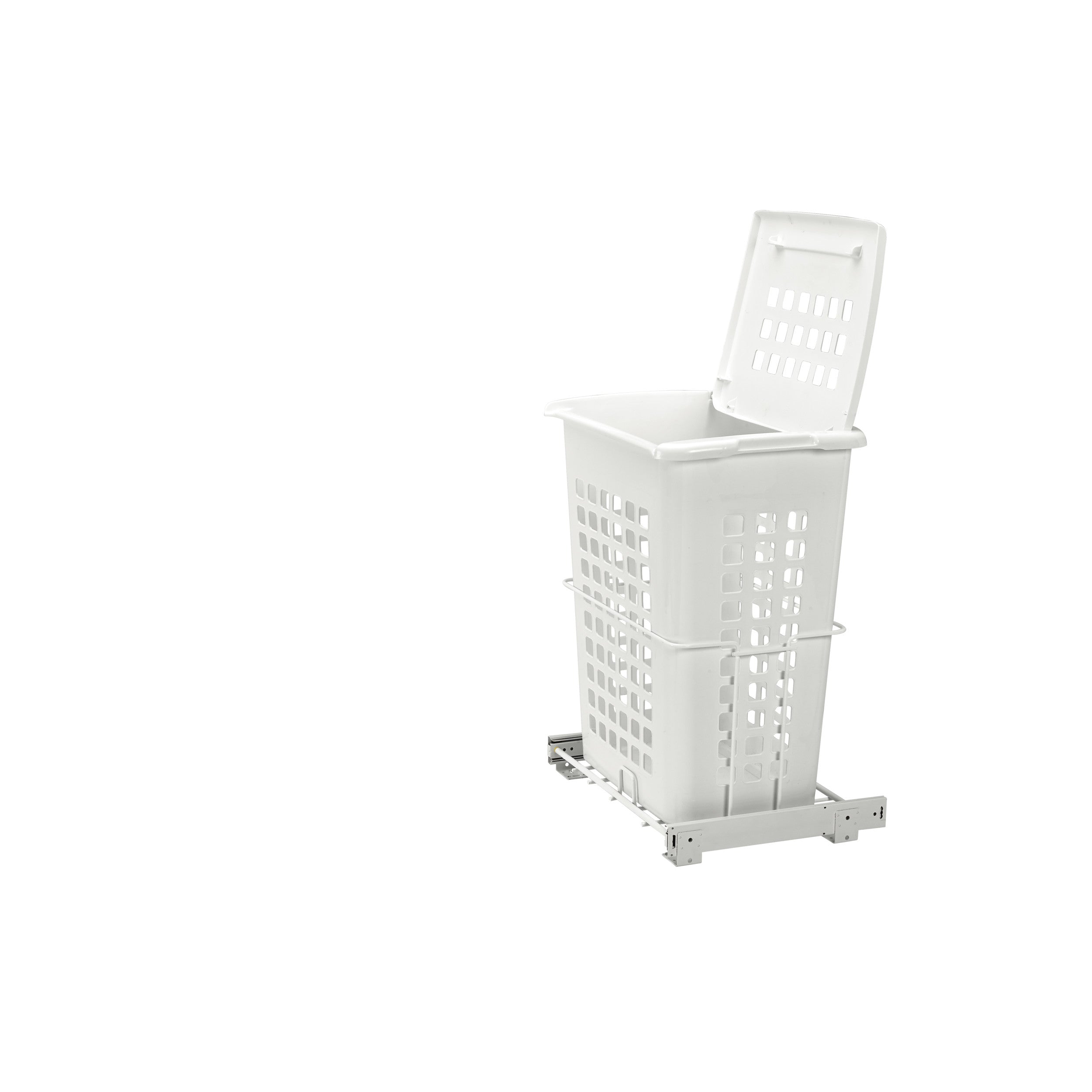 Polymer Pullout Hamper w/lid White  19.88 in (505 mm) W x 14 in (356 mm) D x 24 in (610 mm) H
