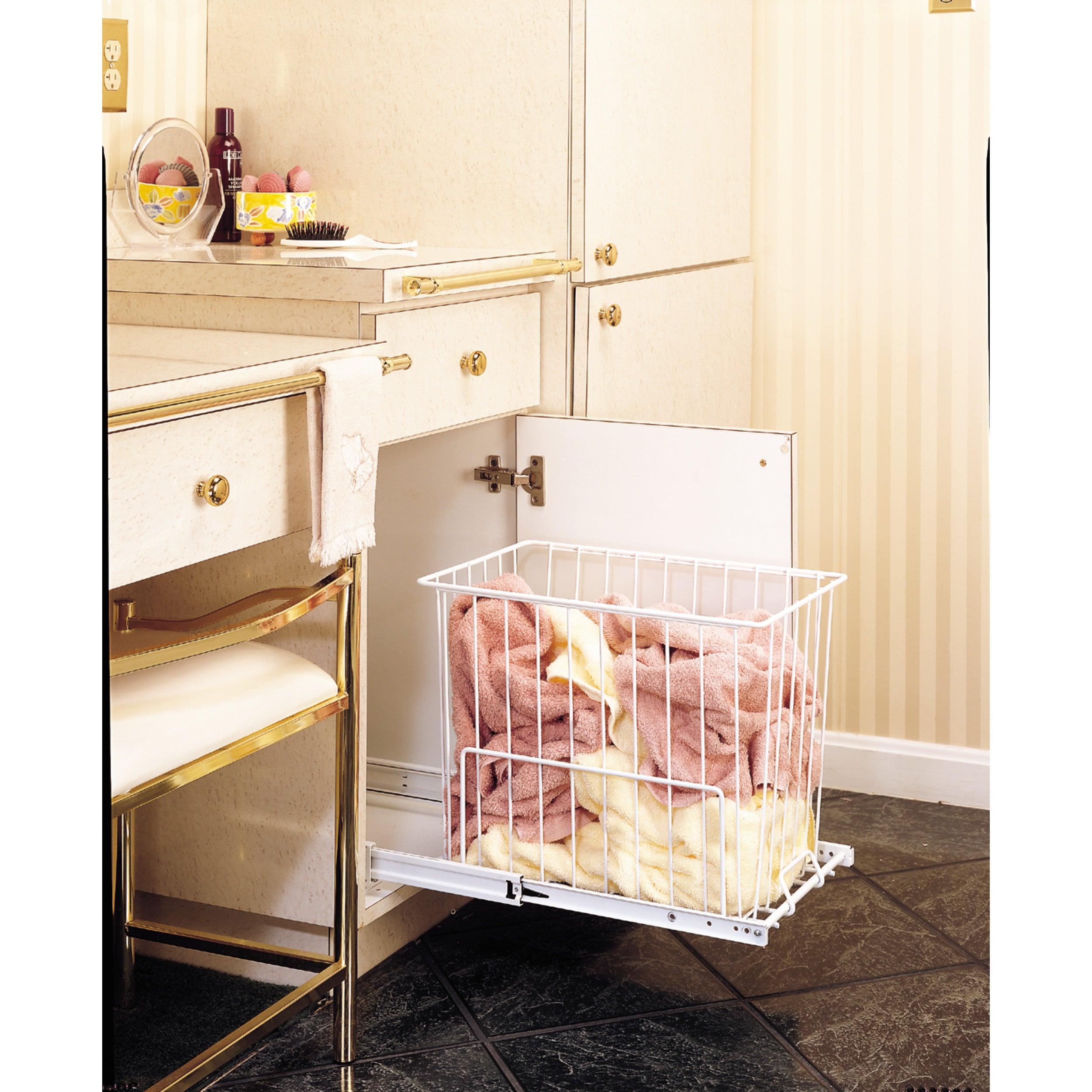 Pull-Out Wire Hamper White  11.88 in (302 mm) W x 18 in (457 mm) D x 14.75 in (375 mm) H
