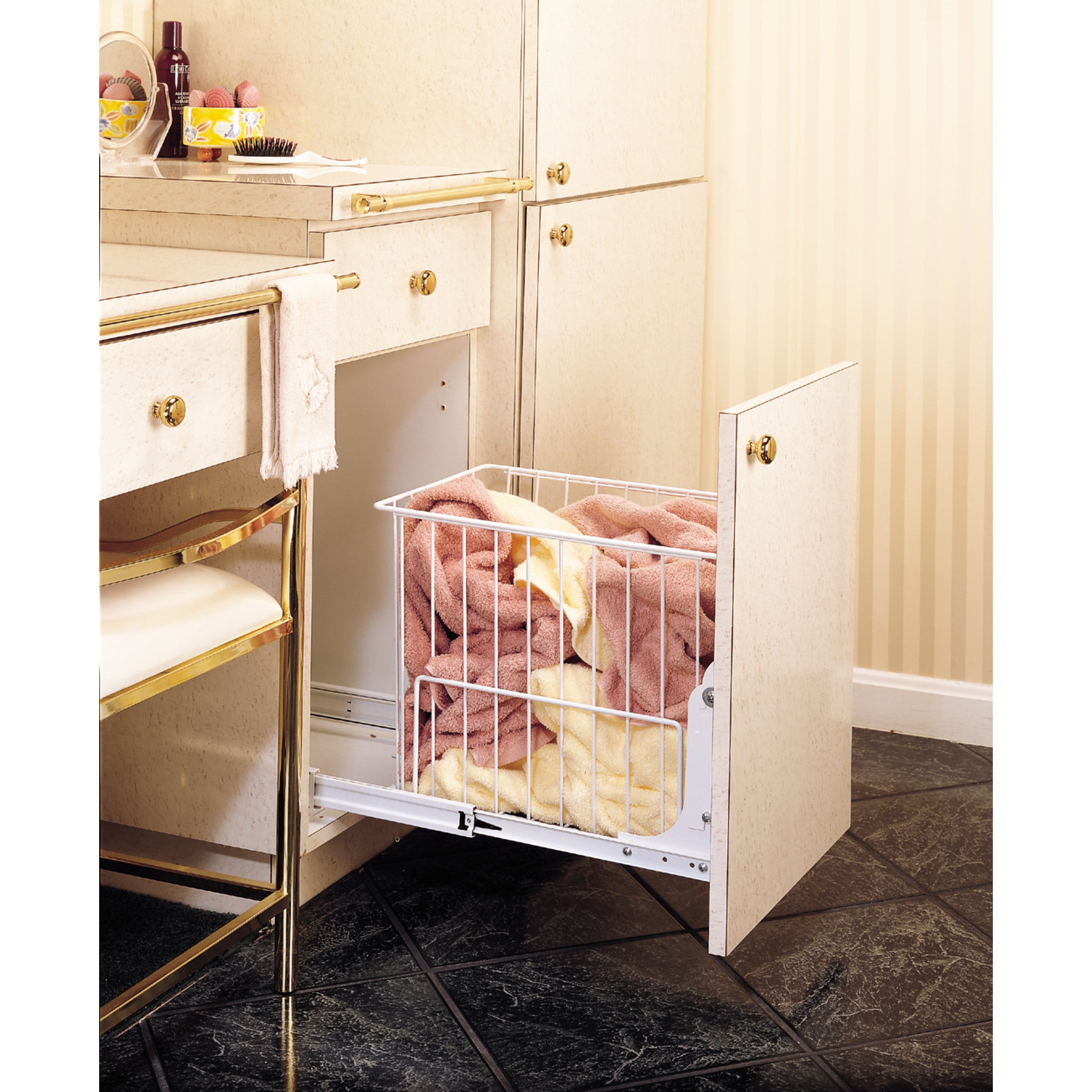 Pull-Out Wire Hamper White  11.88 in (302 mm) W x 18 in (457 mm) D x 19.38 in (492 mm) H