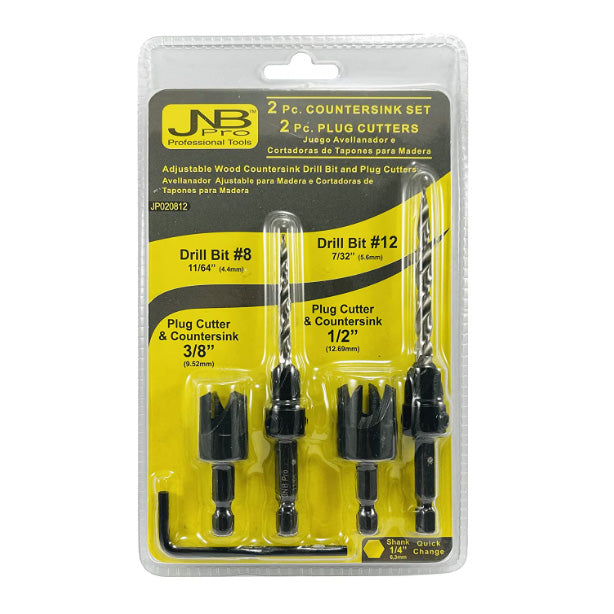 2 PC COUNTERSINK #8 AND #12 2PC PLUG CUTTERS