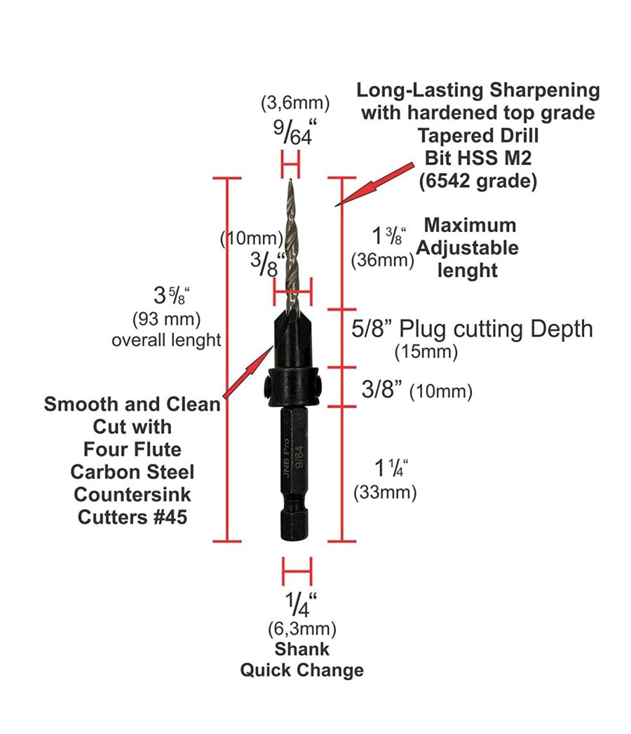 3 PC PRO SET #6 WIHT EXTRA BIT COUNTERSKIN DRILL