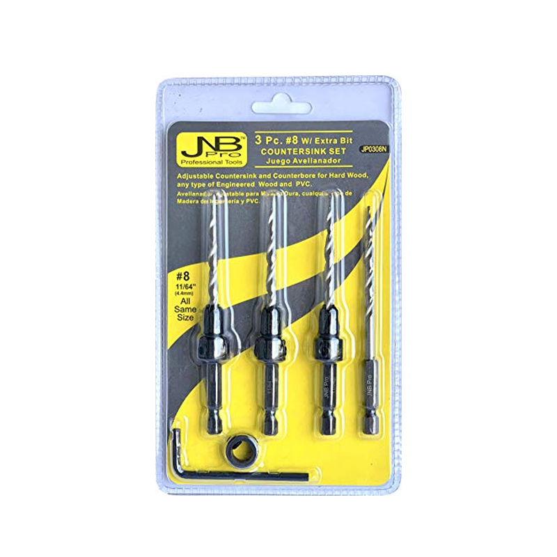 3 PC PRO SET#8 WITH EXTRA BIT-COUNTERSINK DRILL