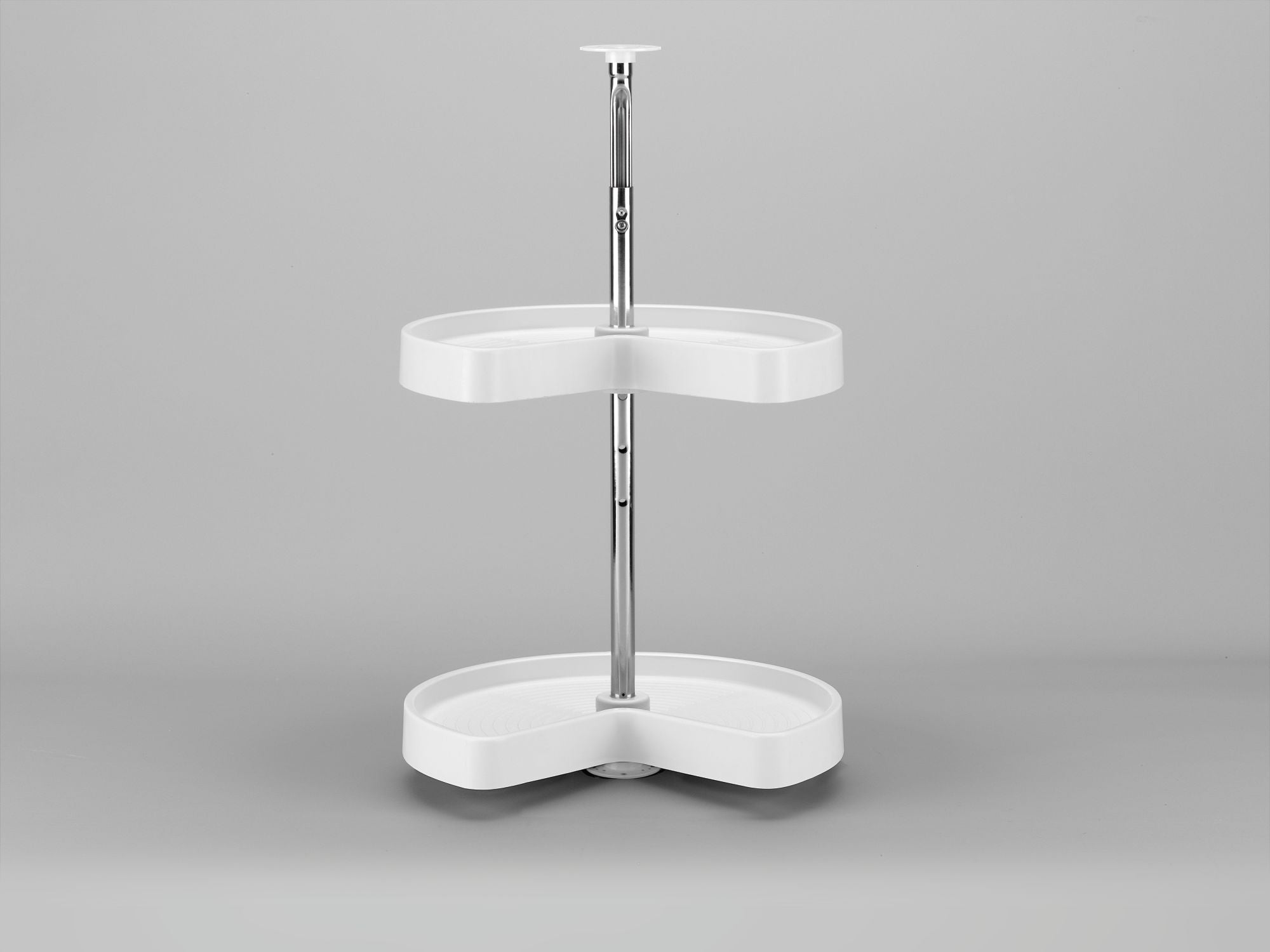 28 in White Polymer Kidney Lazy Susans 2-Shelf White  28 in (711 mm) W x 28 in (711 mm) D x 26 in (660 mm) H