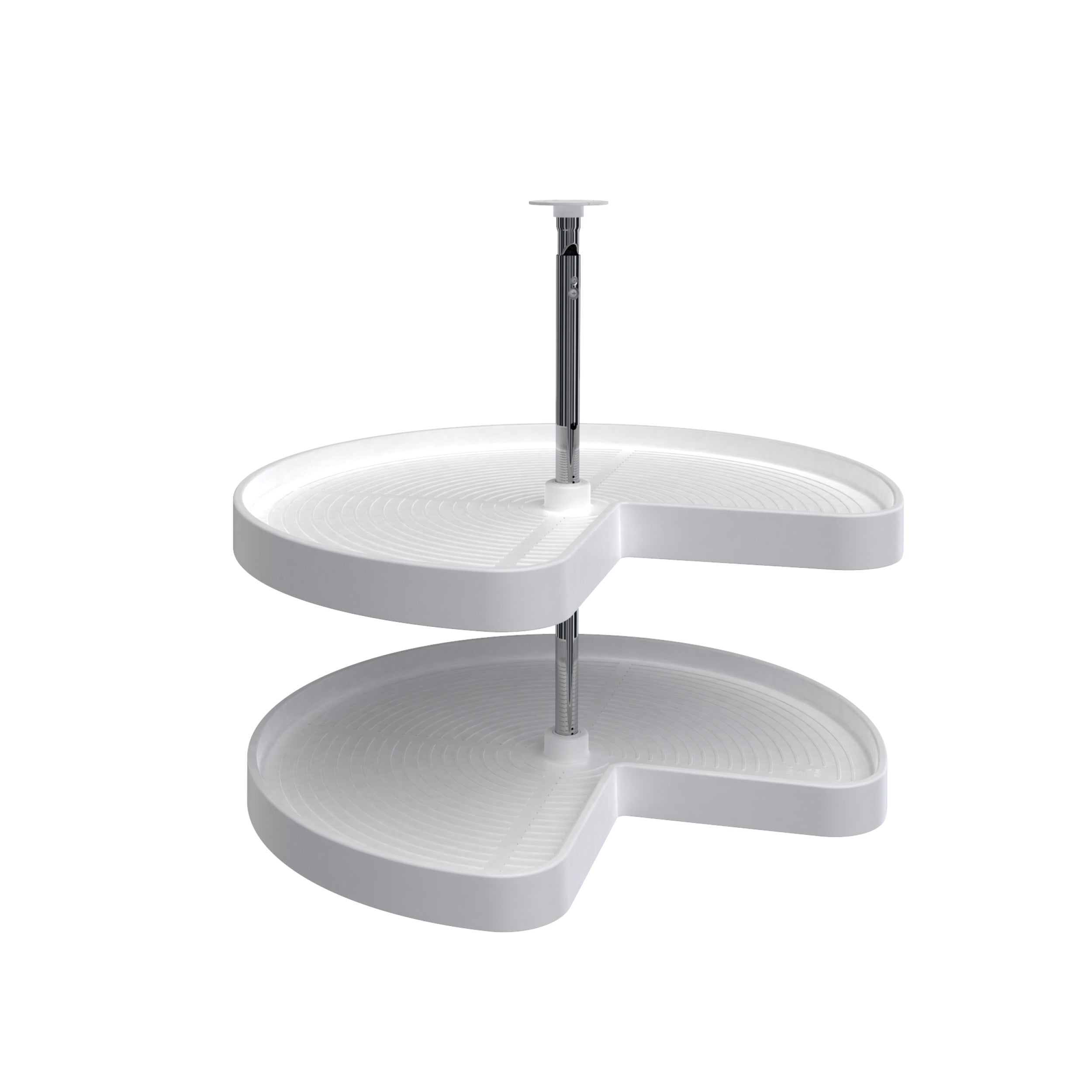 28 in White Polymer Kidney Lazy Susans 2-Shelf White  28 in (711 mm) W x 28 in (711 mm) D x 26 in (660 mm) H