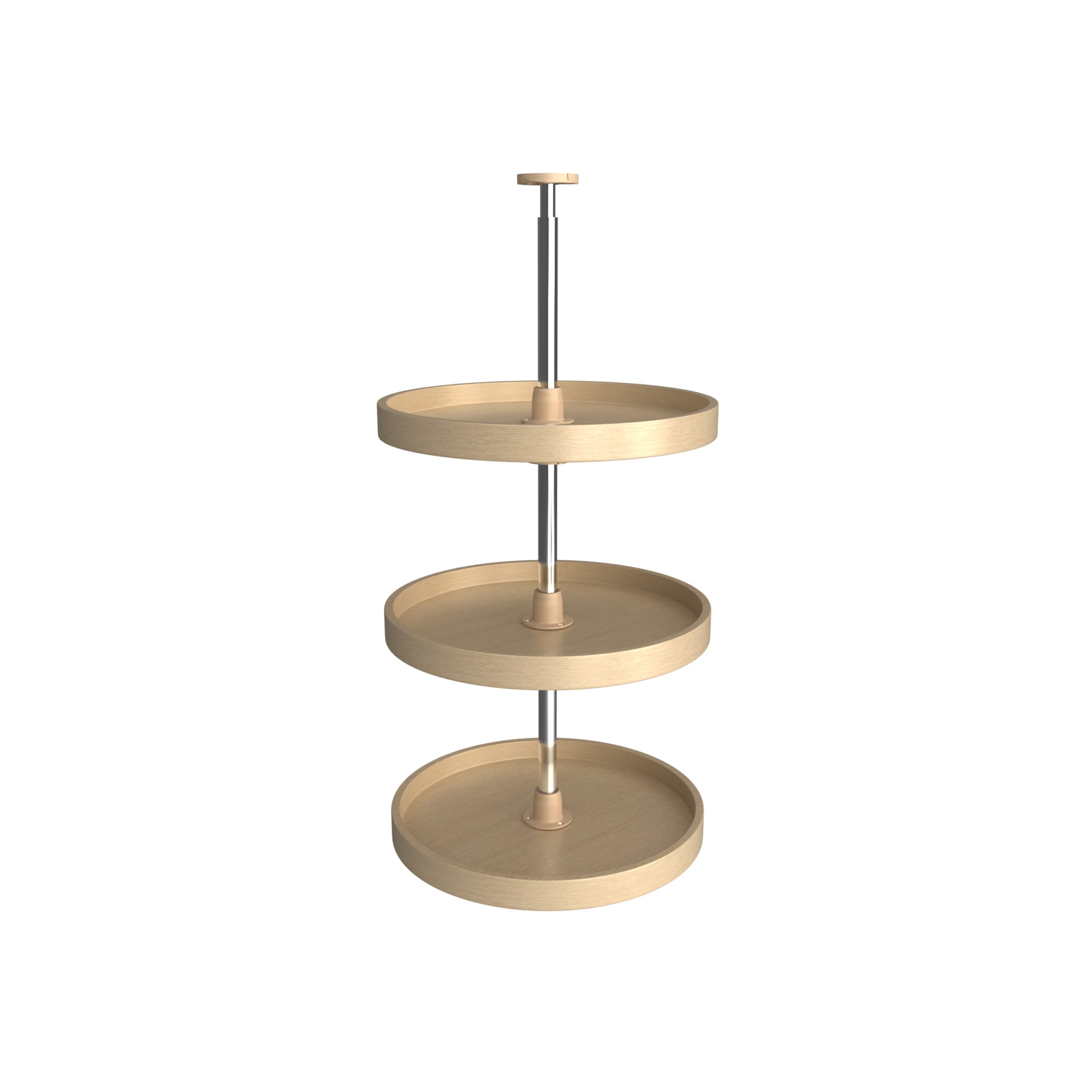 18 in Banded Wood Full Circle Lazy Susans 3-Shelf Natural  18 in (457 mm) W x 18 in (457 mm) D x 38 in (965 mm) H